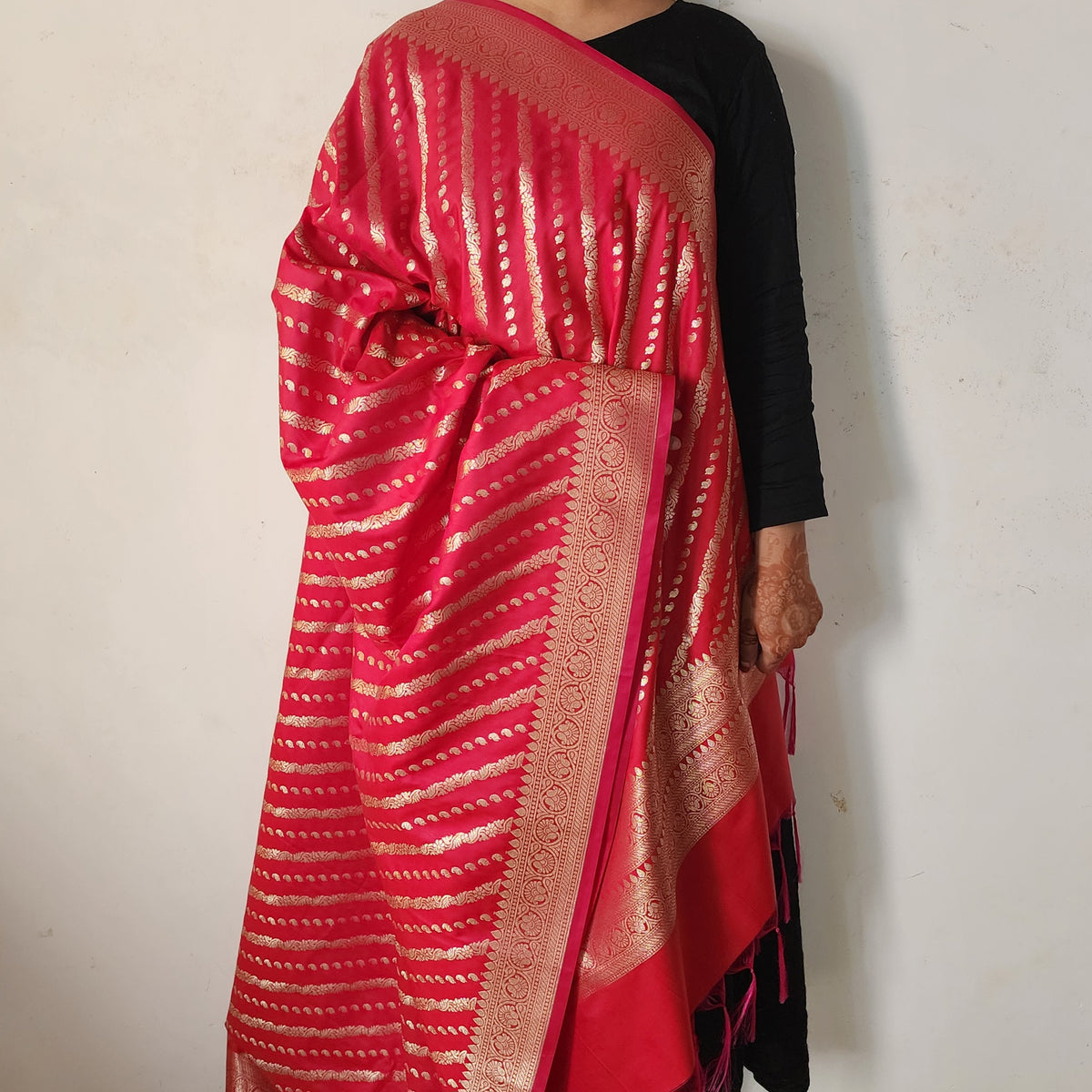 Rani Pink - Banarasi Leheriya Style Dupatta