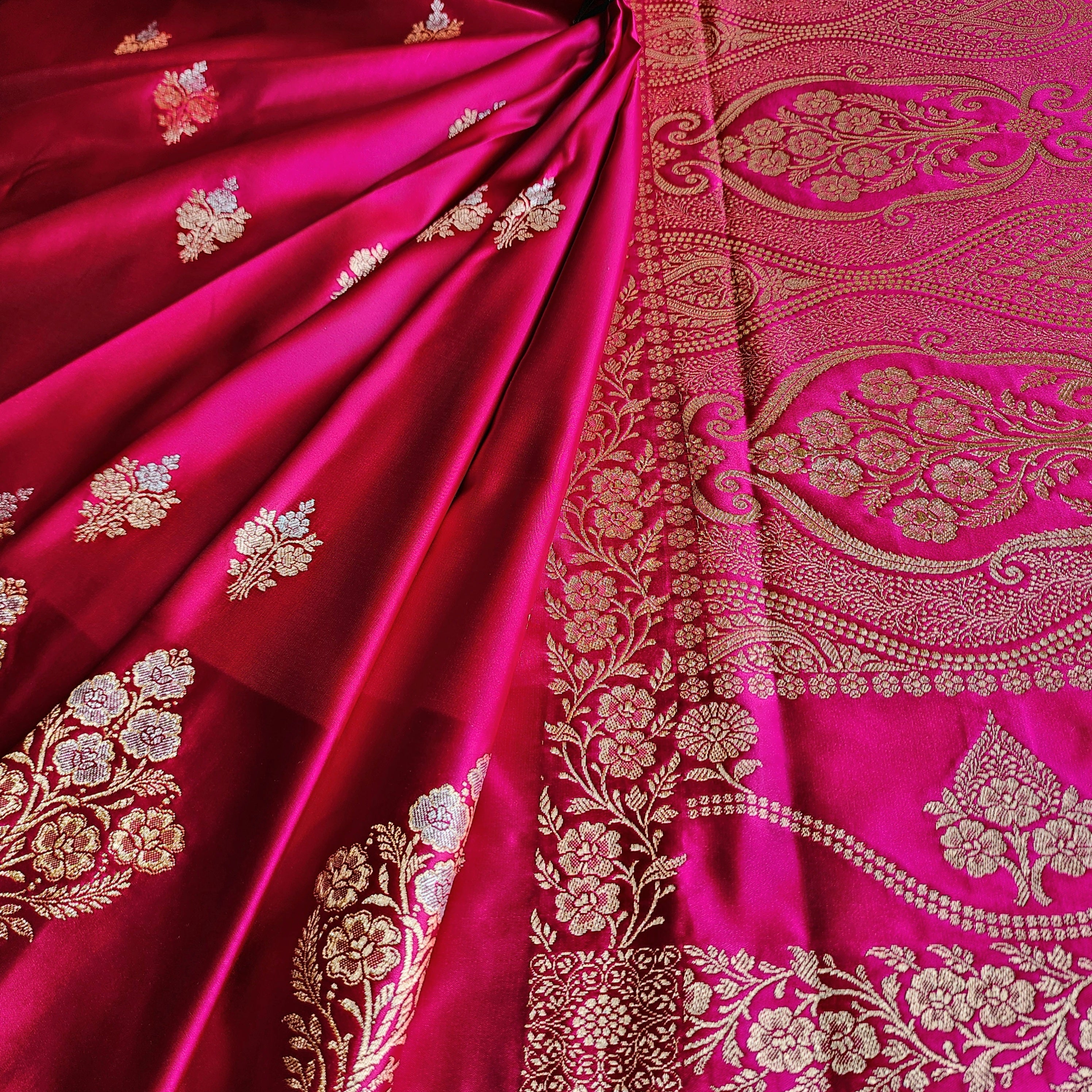 Dual-Tone Pink Pure Banarasi Katan Silk Saree