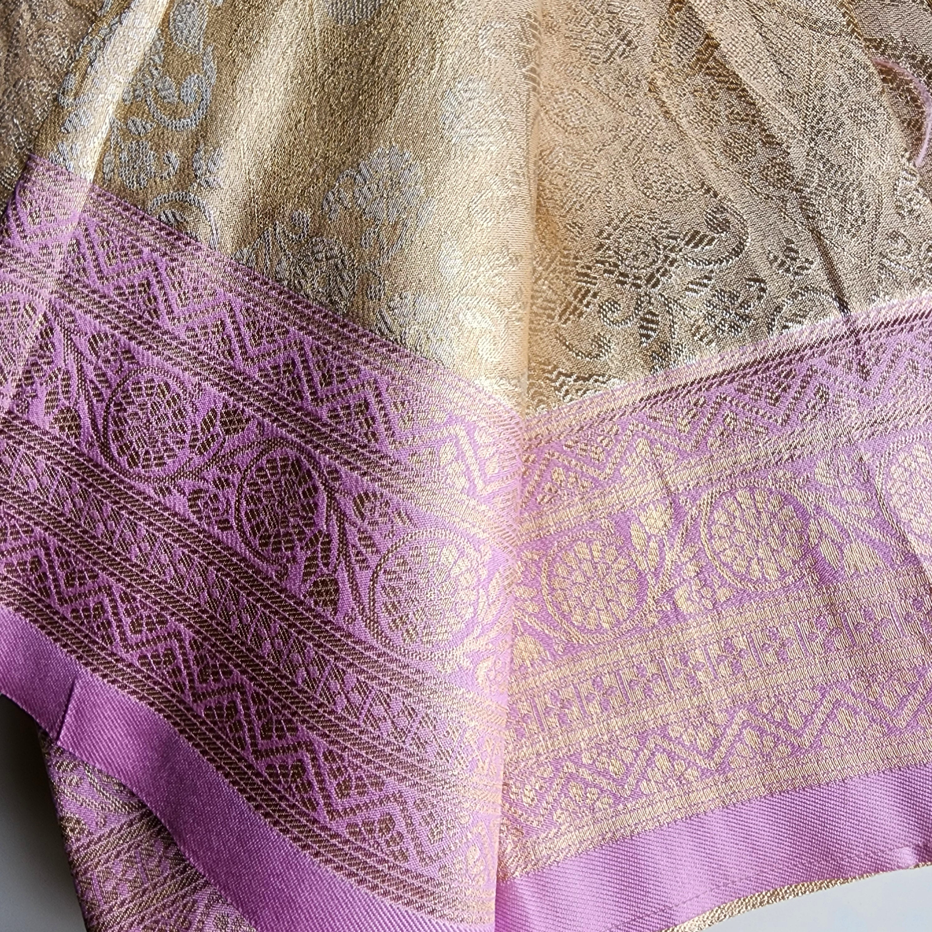 Beige Gold Kanjivaram Style Banarasi Designer Silk Saree