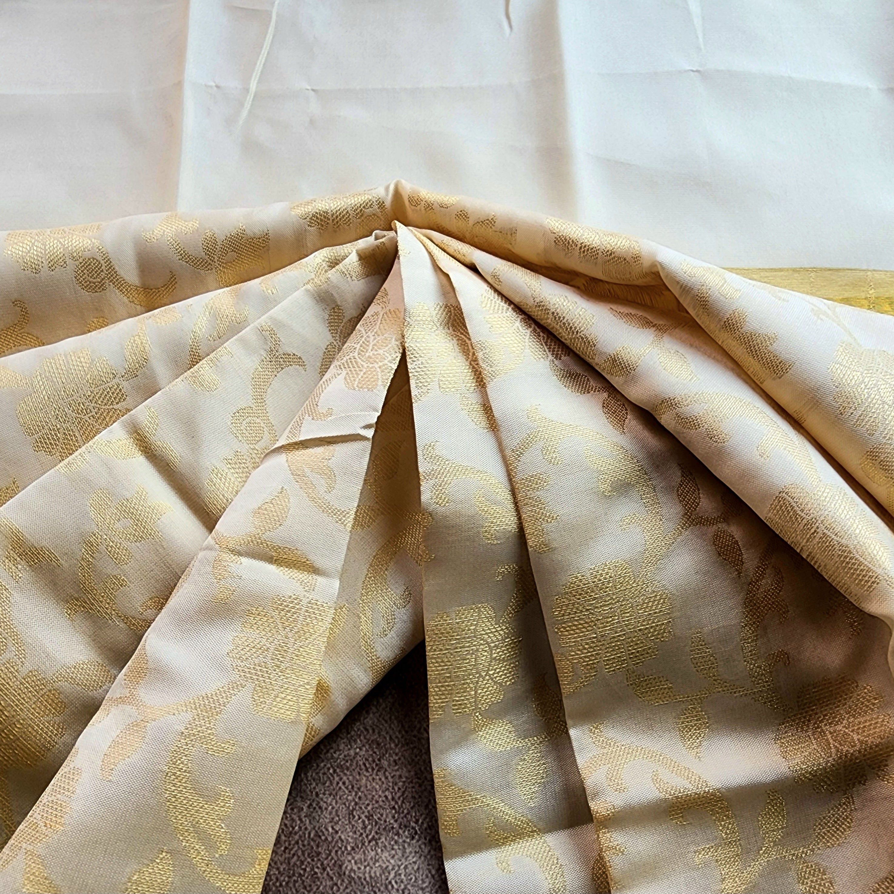 White Banarasi Tapetta Silk Dupatta with Gold Floral Weave