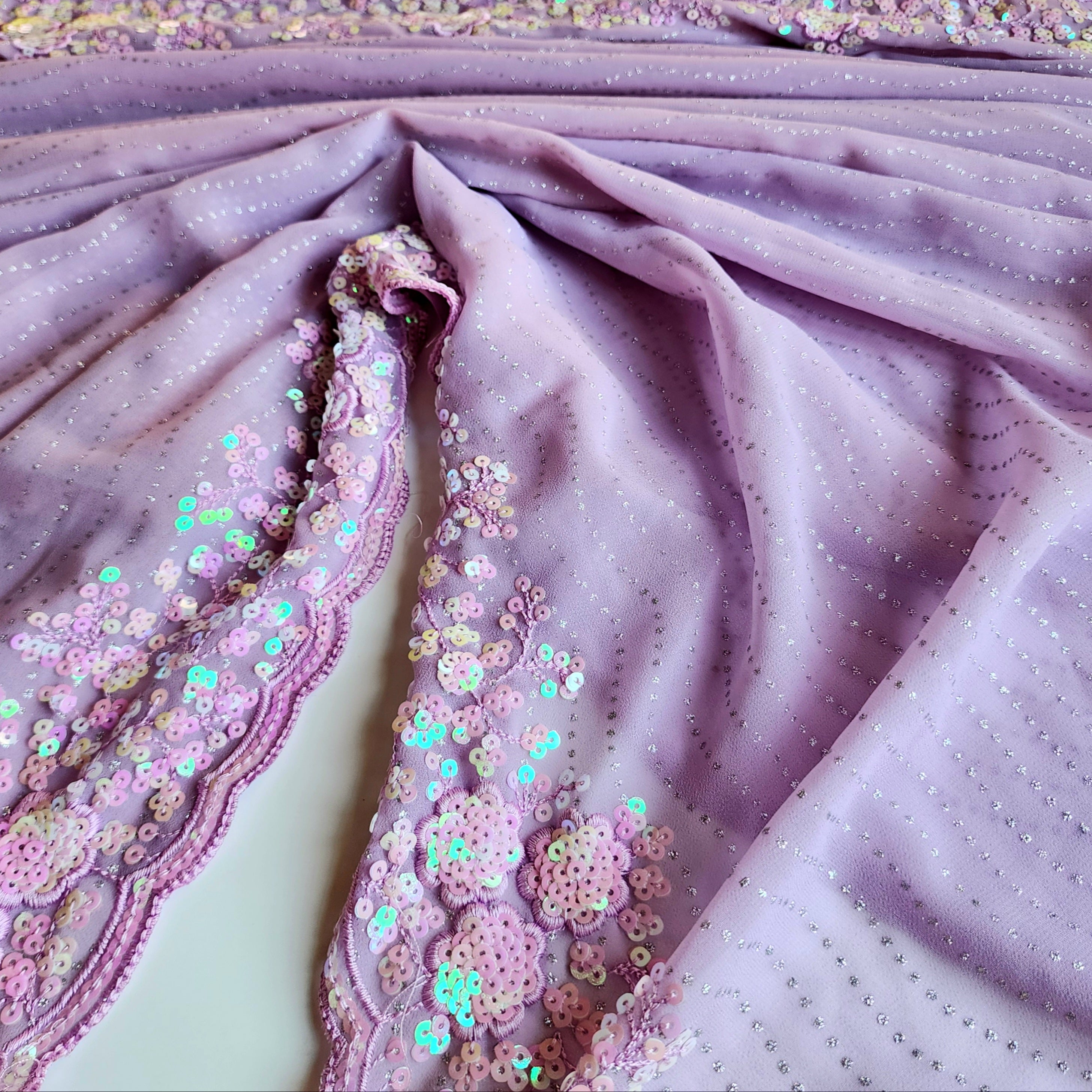 Dusty Orchid Designer Sequinned Saree