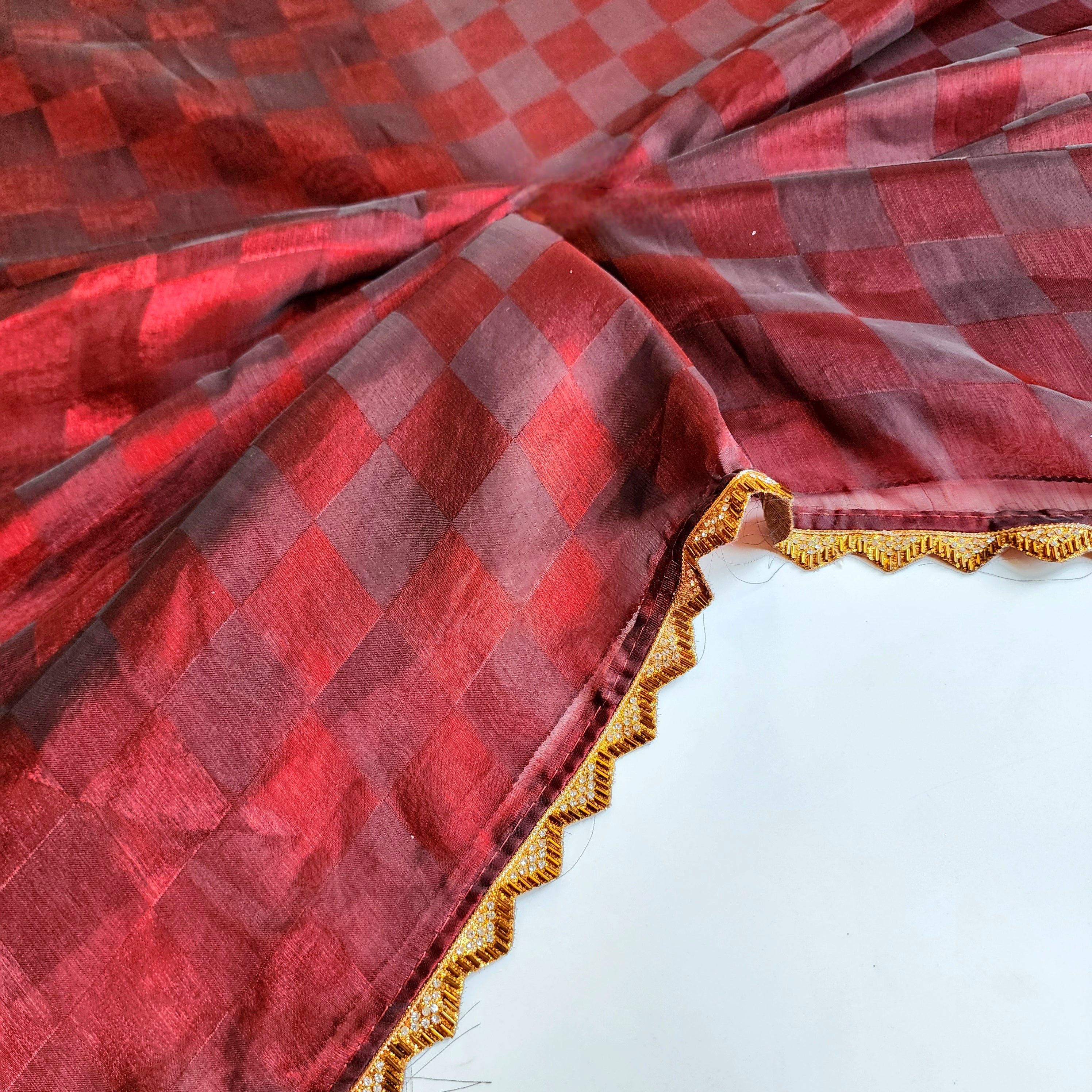 Maroon Designer Chiffon Silk Saree