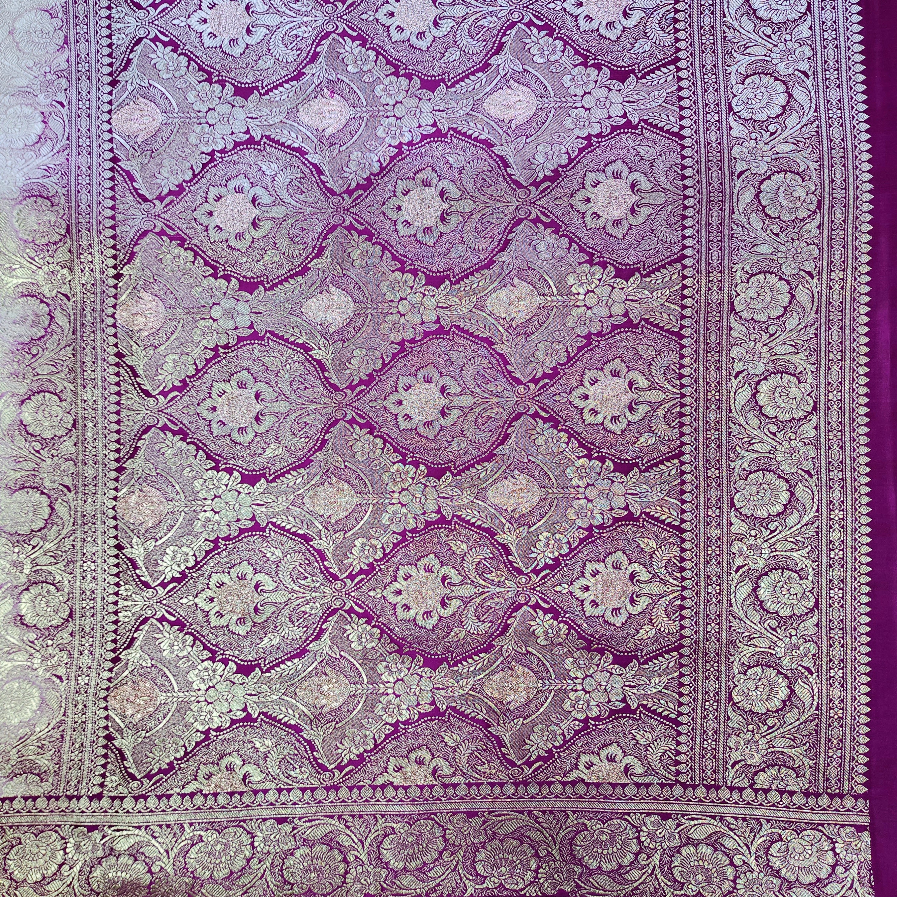 Pastel Pink Pure Banarasi Katan Silk Saree with Magenta Border