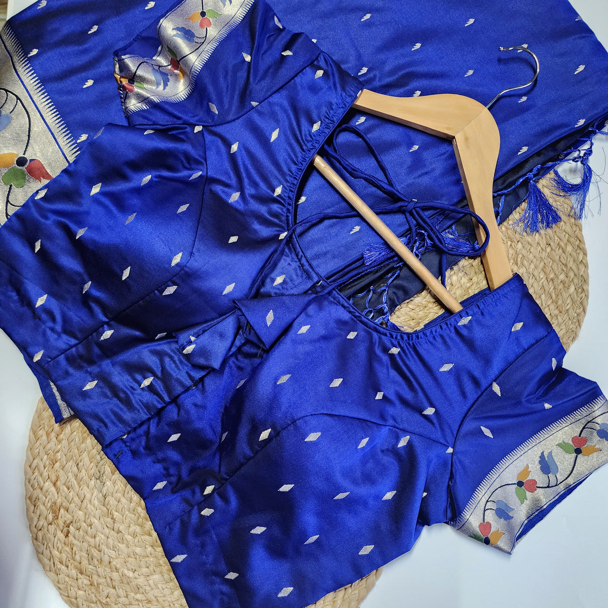 Raahi - Royal Blue Paithani Silk Saree with Stitched Blouse