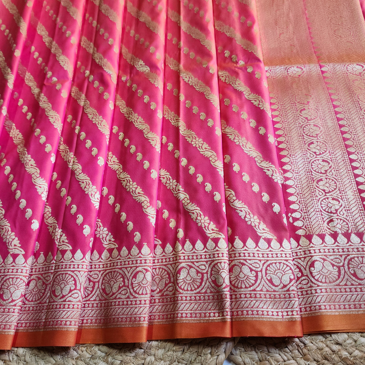 Peach Orange - Banarasi Leheriya Style Dupatta