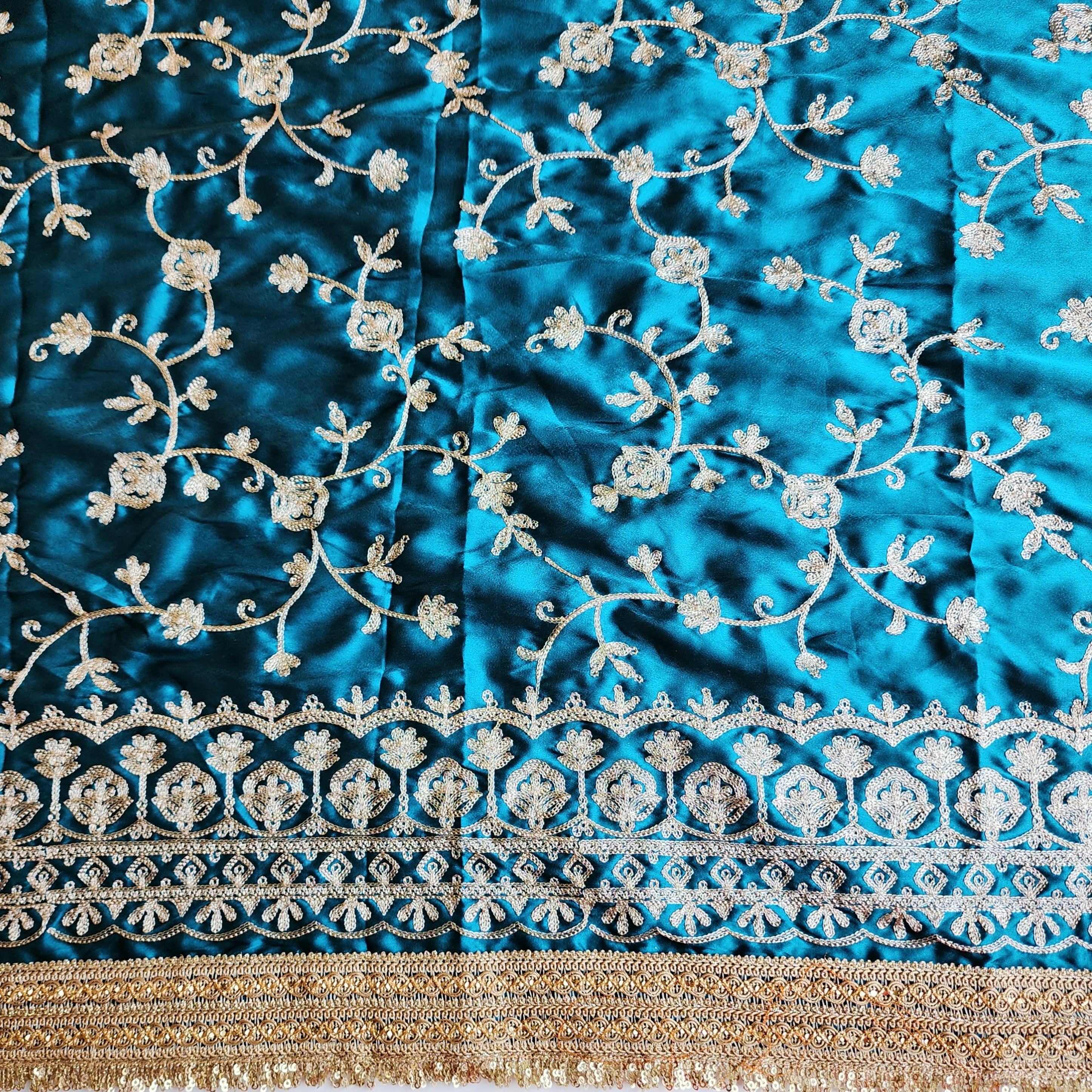 Teal Designer Chiffon Silk Saree