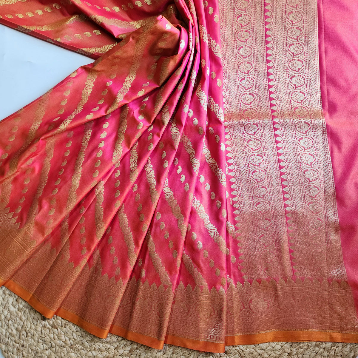 Peach Orange - Banarasi Leheriya Style Dupatta