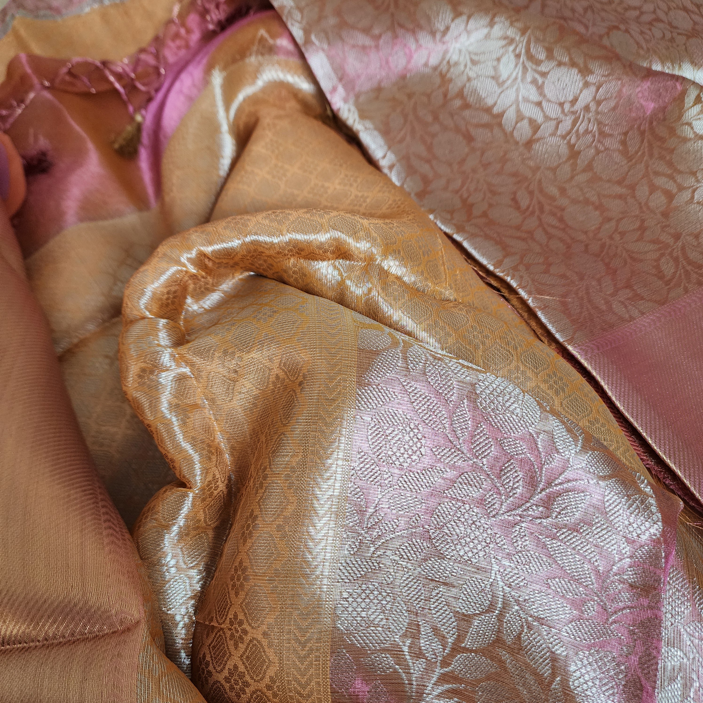 Kanjivaram style tissue Saree |Soft Dual pastel shade