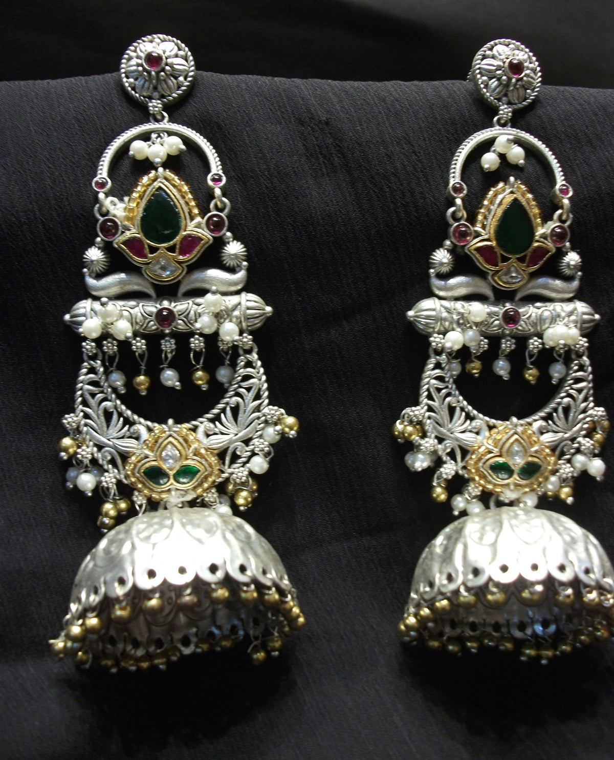 Antique Silver and Gold Ornate Statement Earrings