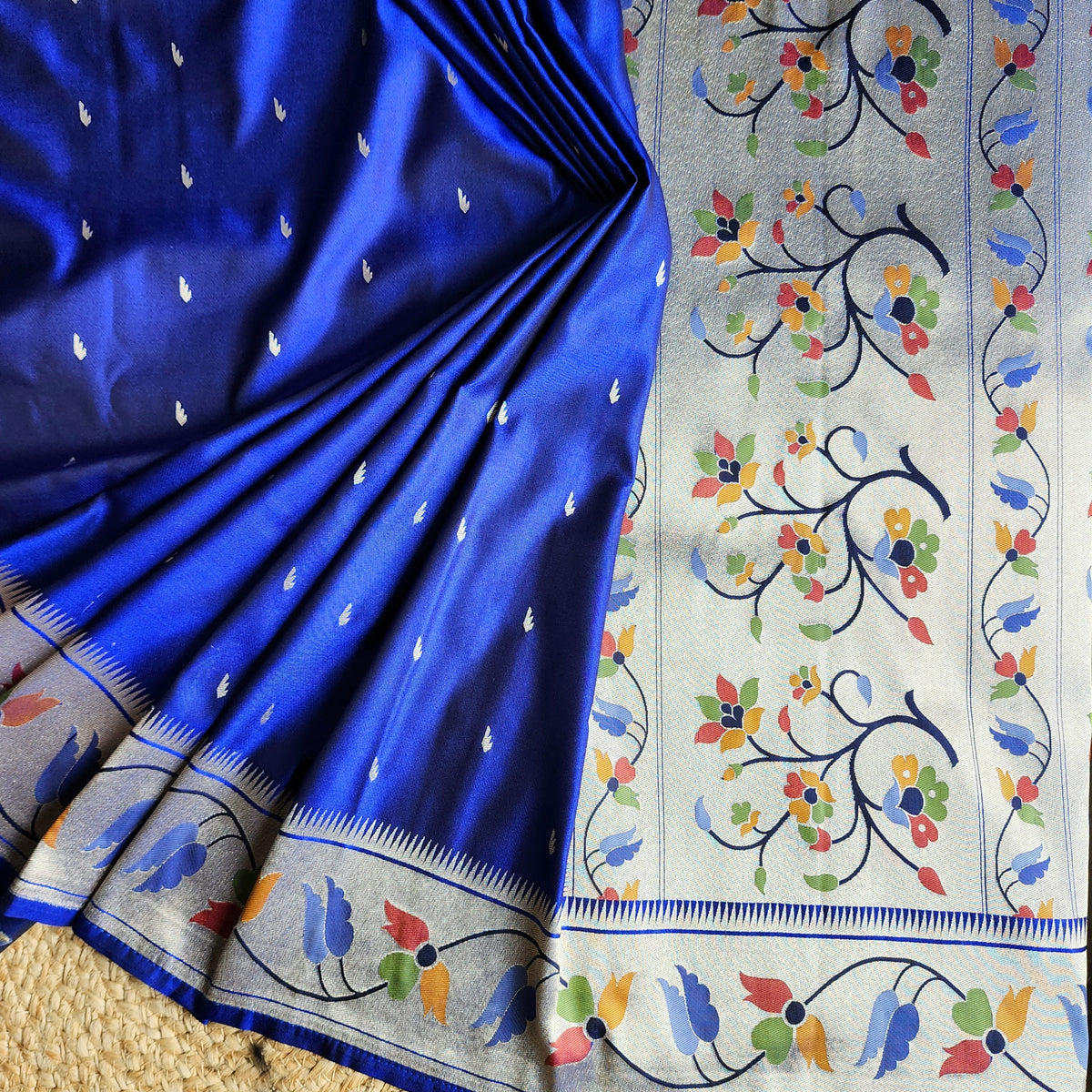 Raahi - Royal Blue Paithani Silk Saree with Stitched Blouse