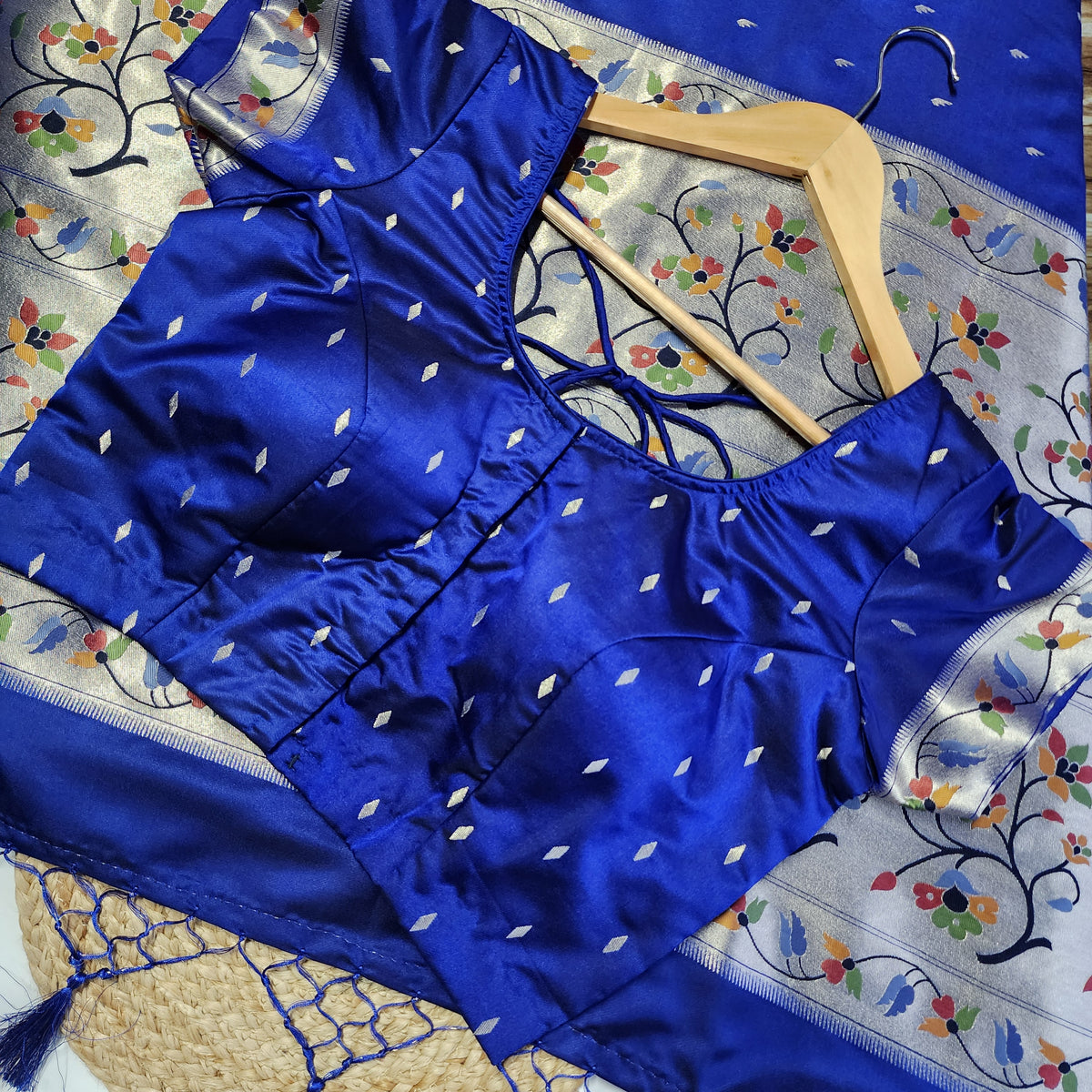 Raahi - Royal Blue Paithani Silk Saree with Stitched Blouse