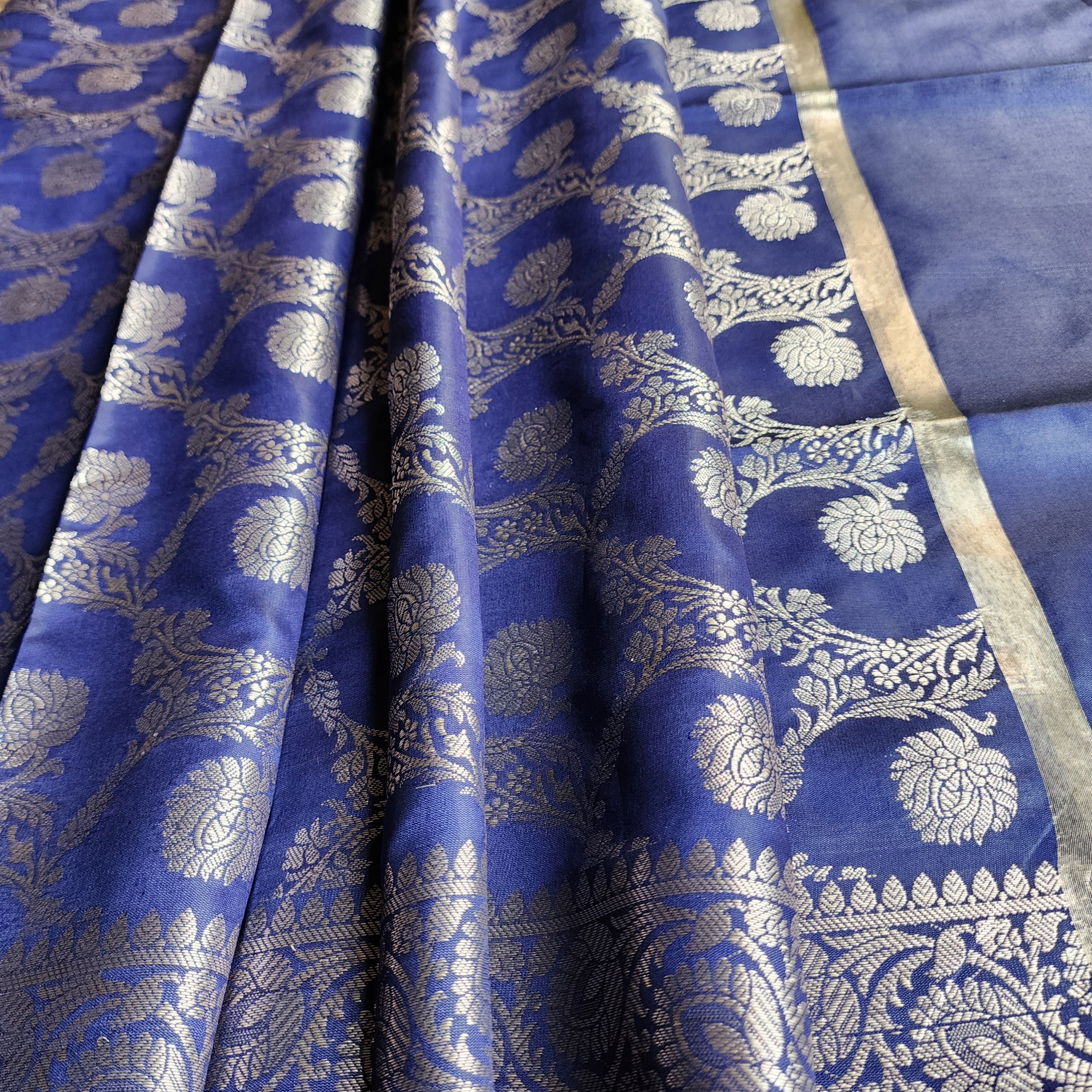 Royal Blue Semi Silk Zari Dupatta