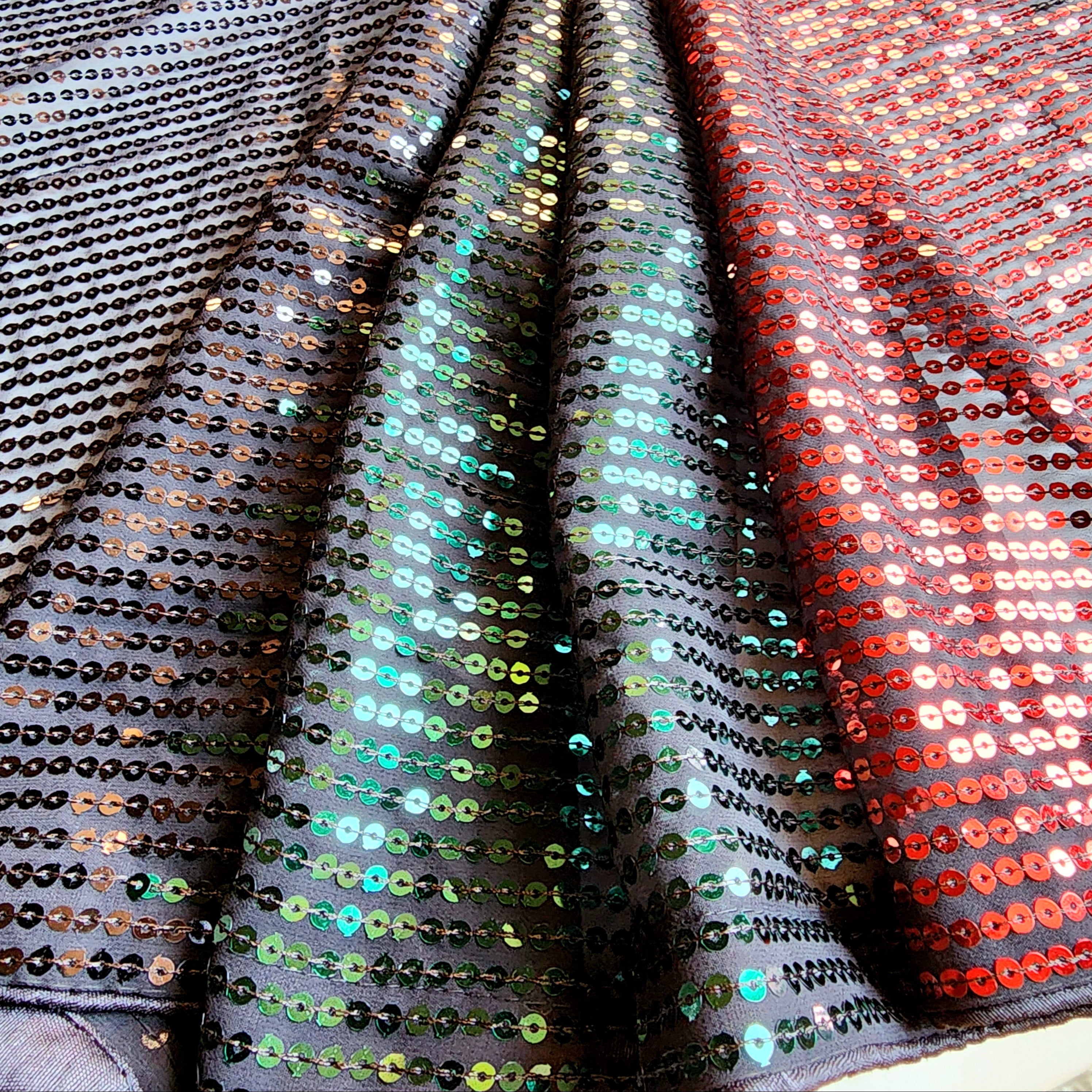 Georgette Designer Sequinned Saree - Black and Red Shade