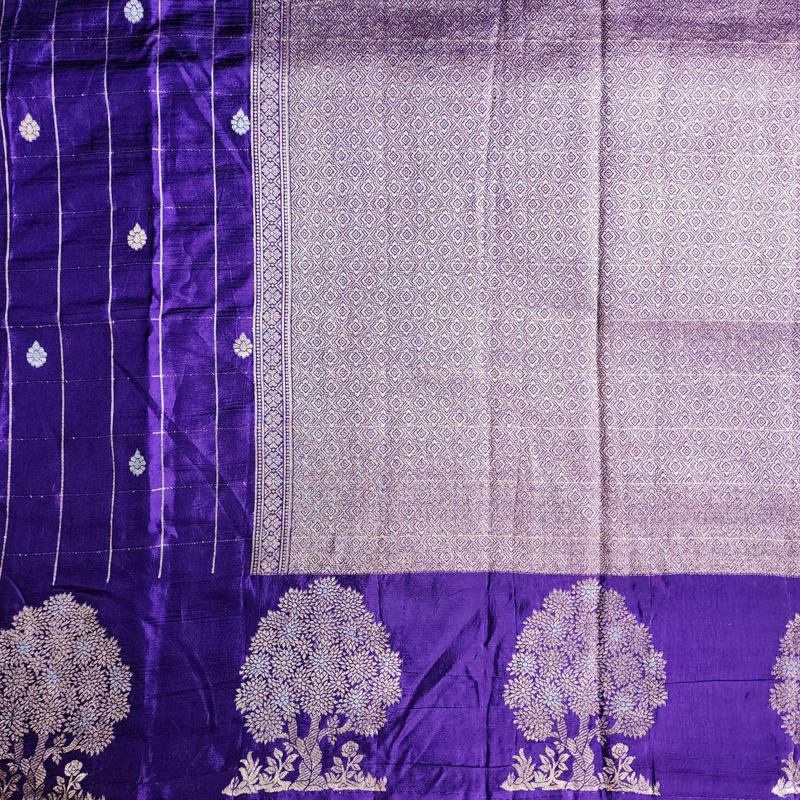 Royal Purple Dupion Silk Saree with Zari Motifs
