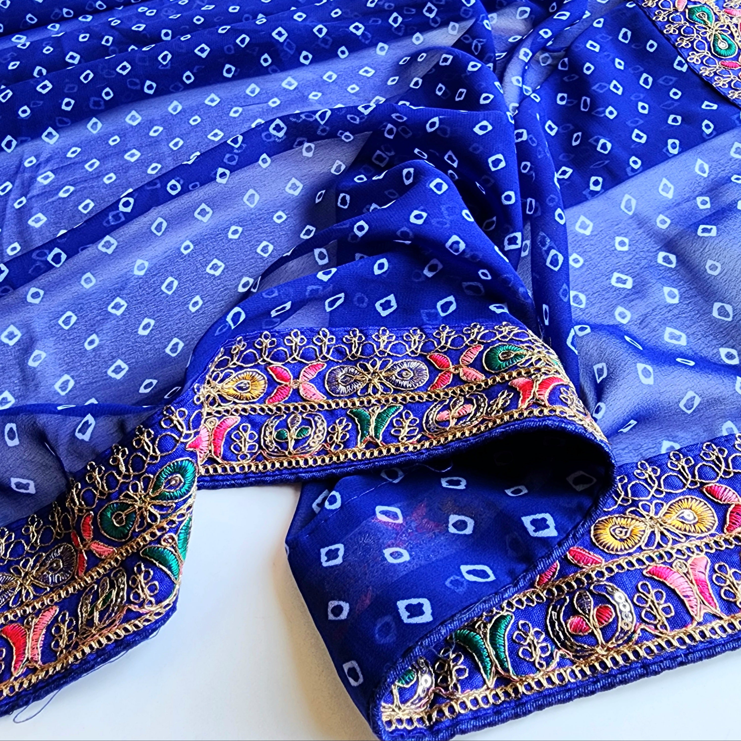 Embroidered Bandhani Designer Saree in Blue