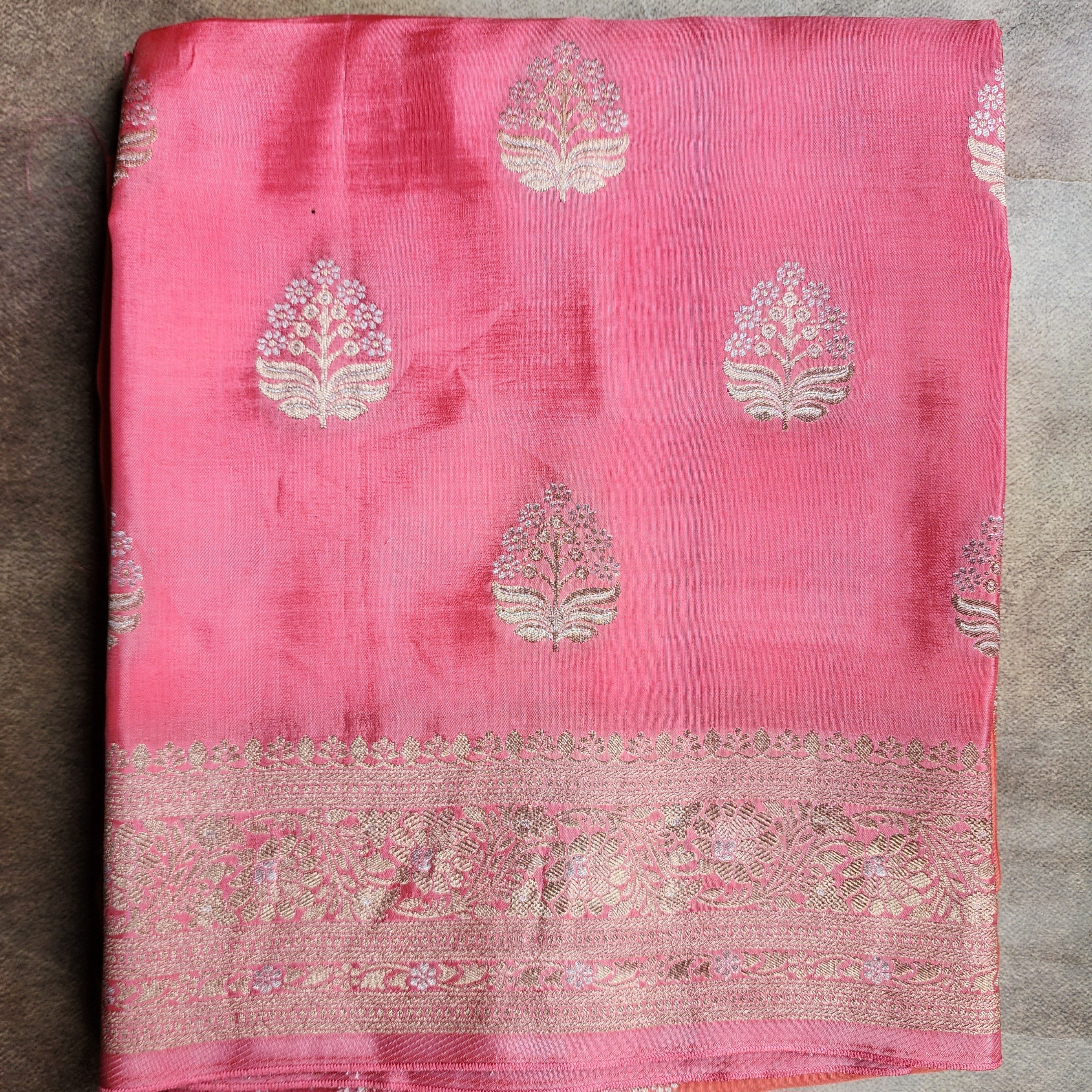 Blush Pink Mashru Katan Silk Saree