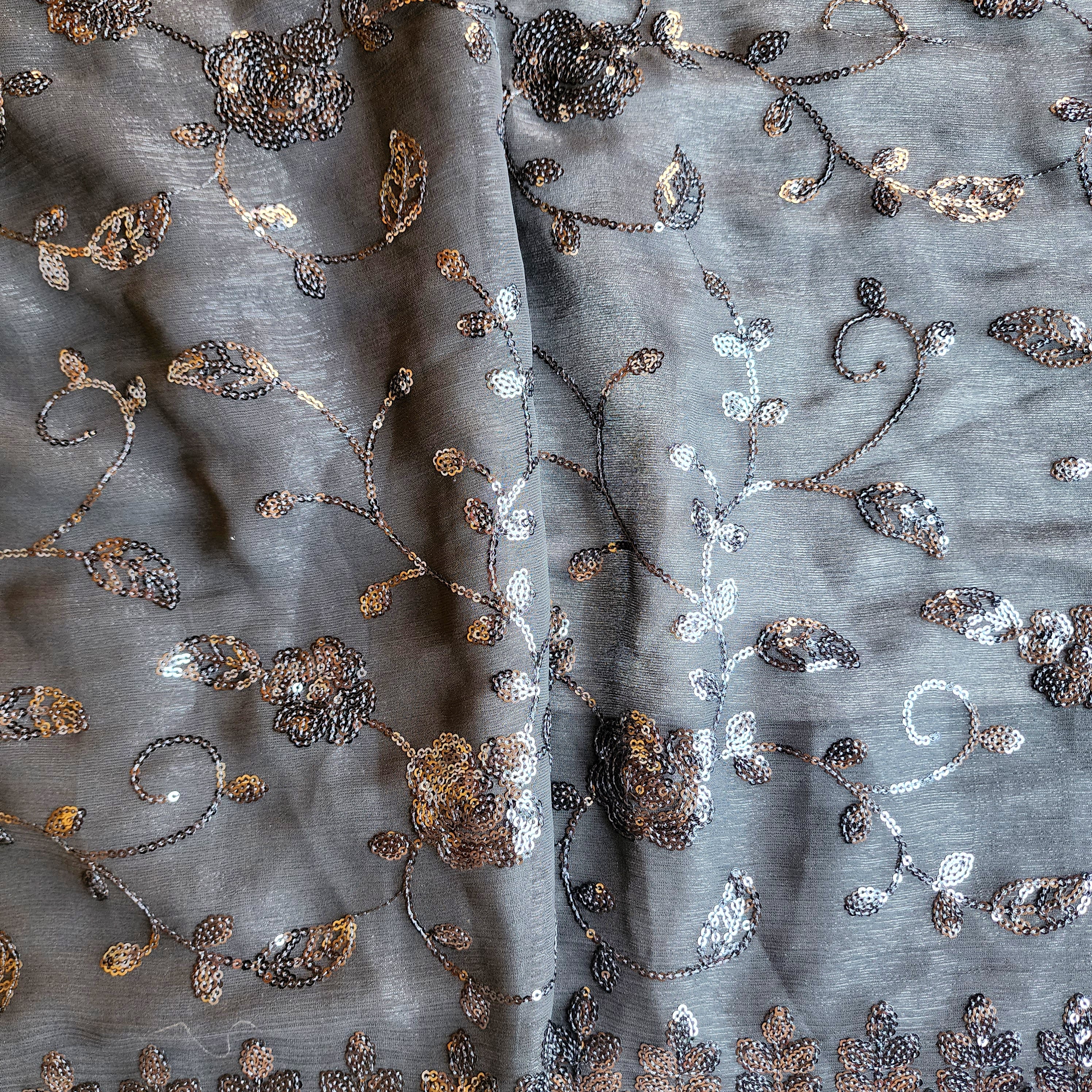 Georgette Designer Sequinned Saree - Black