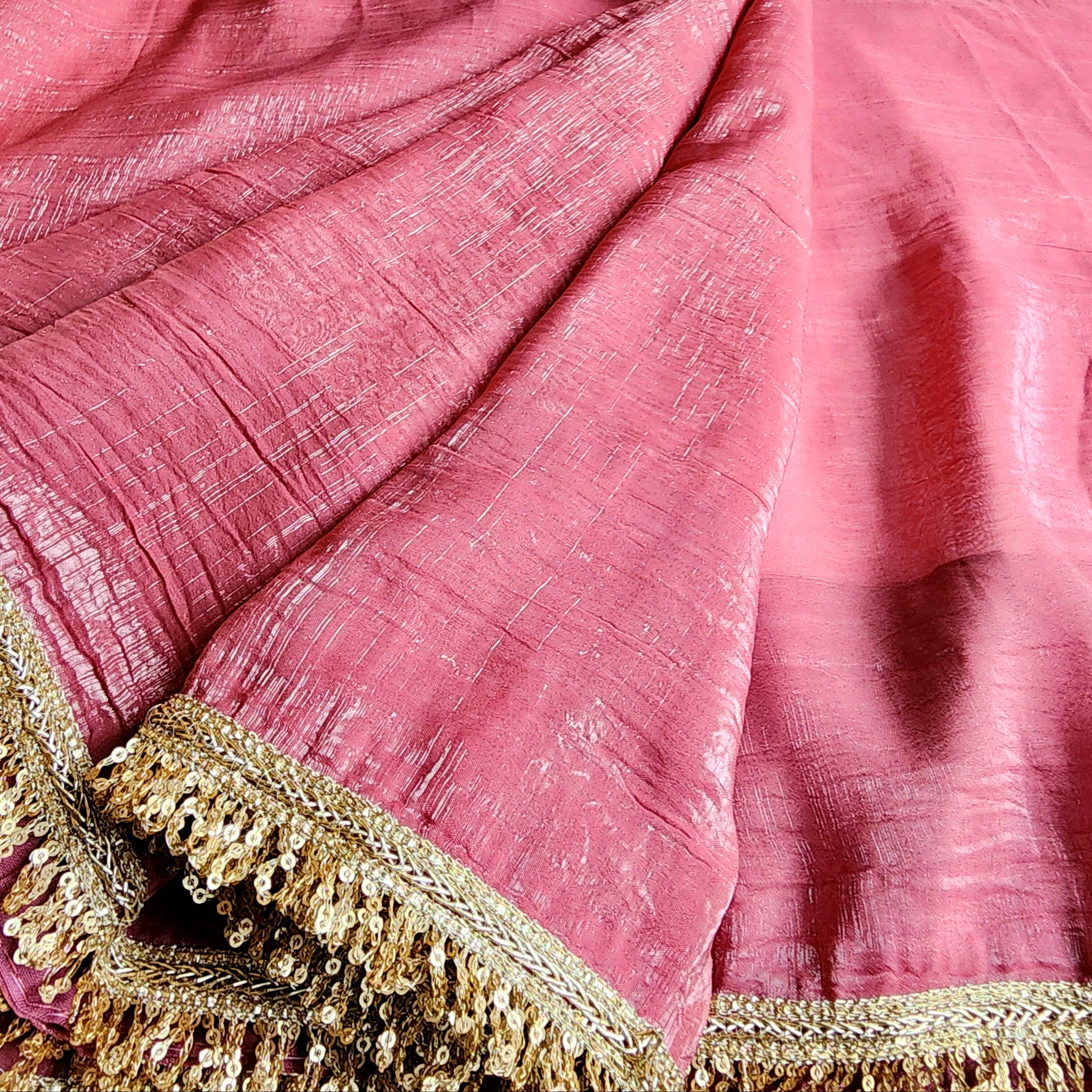 Blush Pink Designer Organza Saree