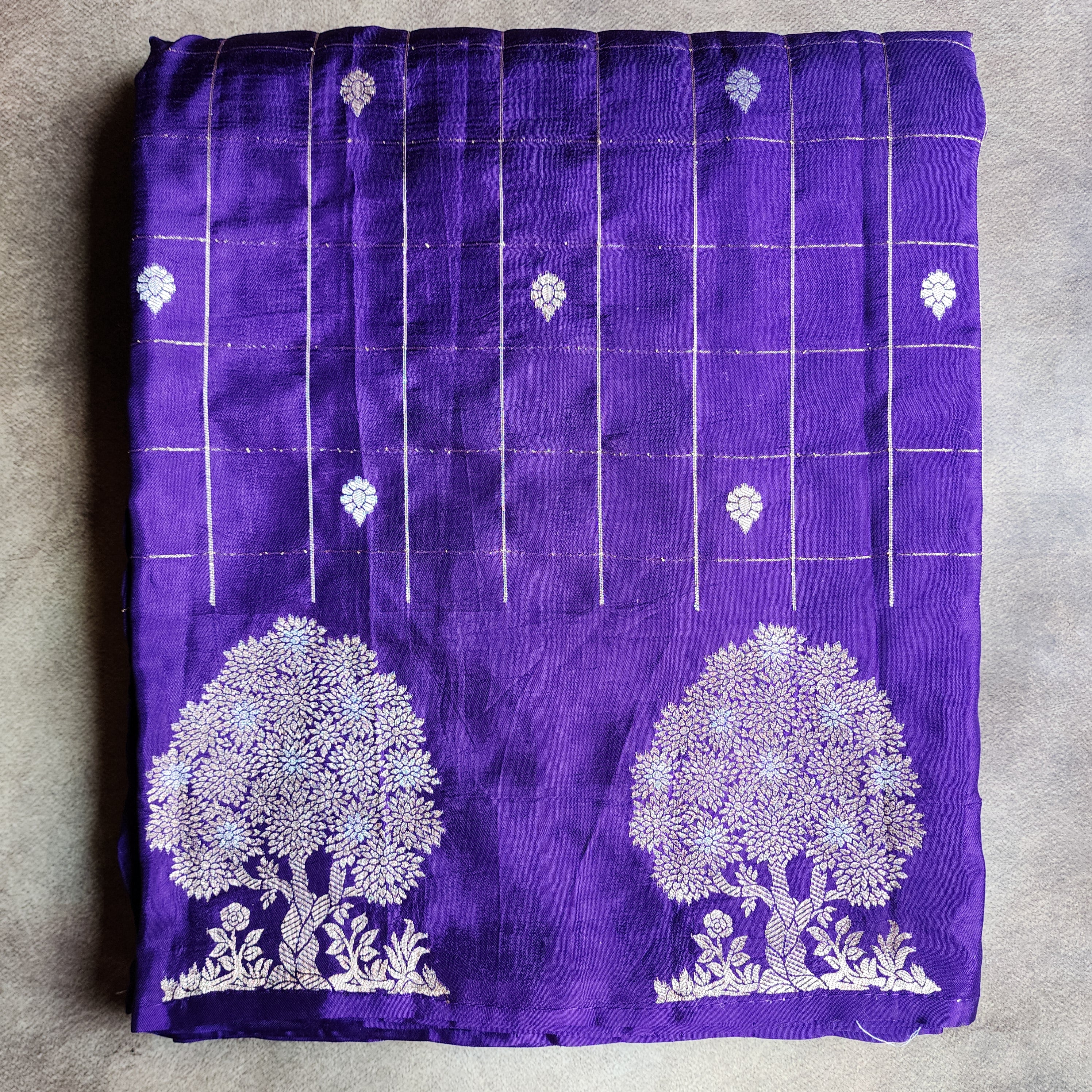 Royal Purple Dupion Silk Saree with Zari Motifs