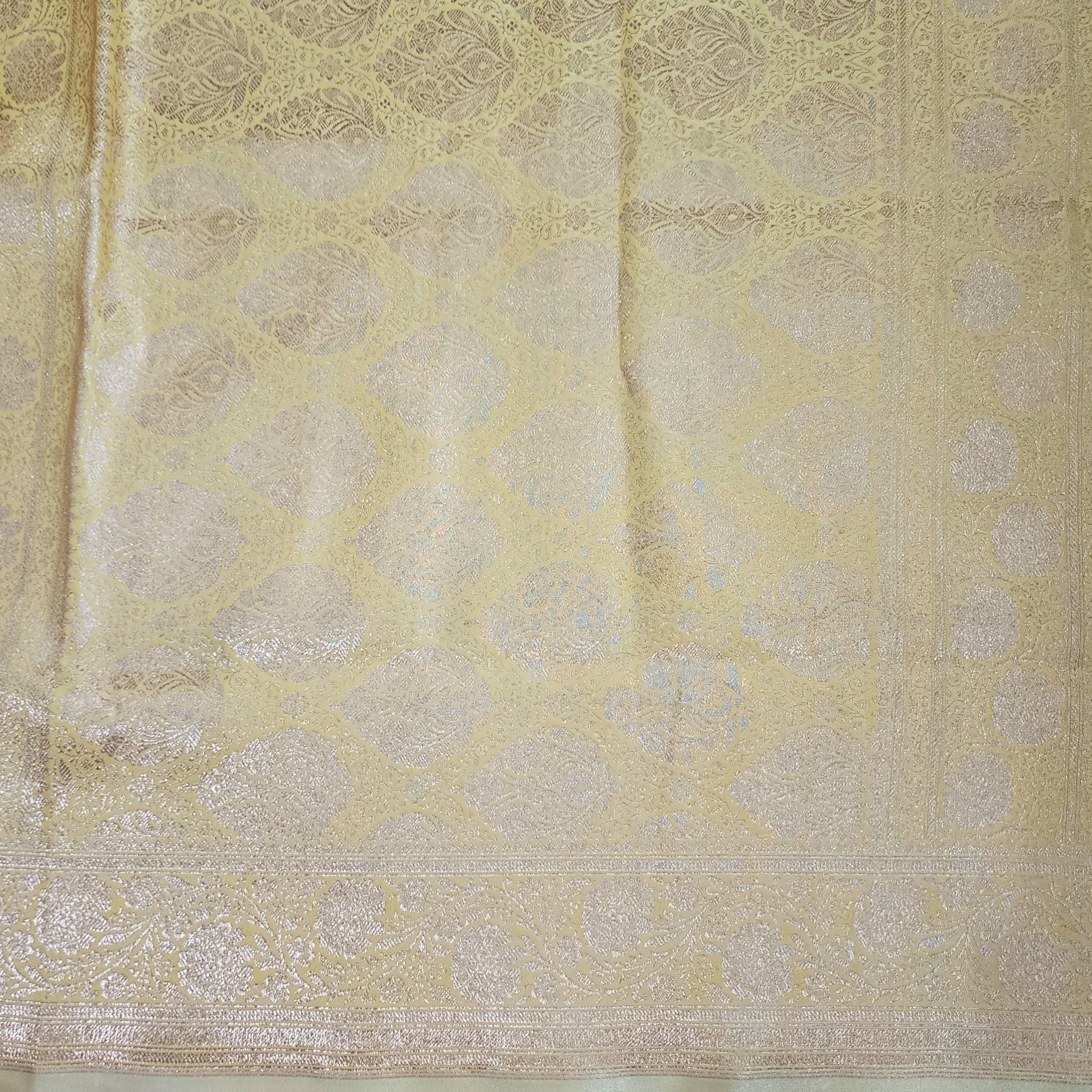 Rich Lemon Yellow Banarasi Silk Saree with Gold Zari Weaving