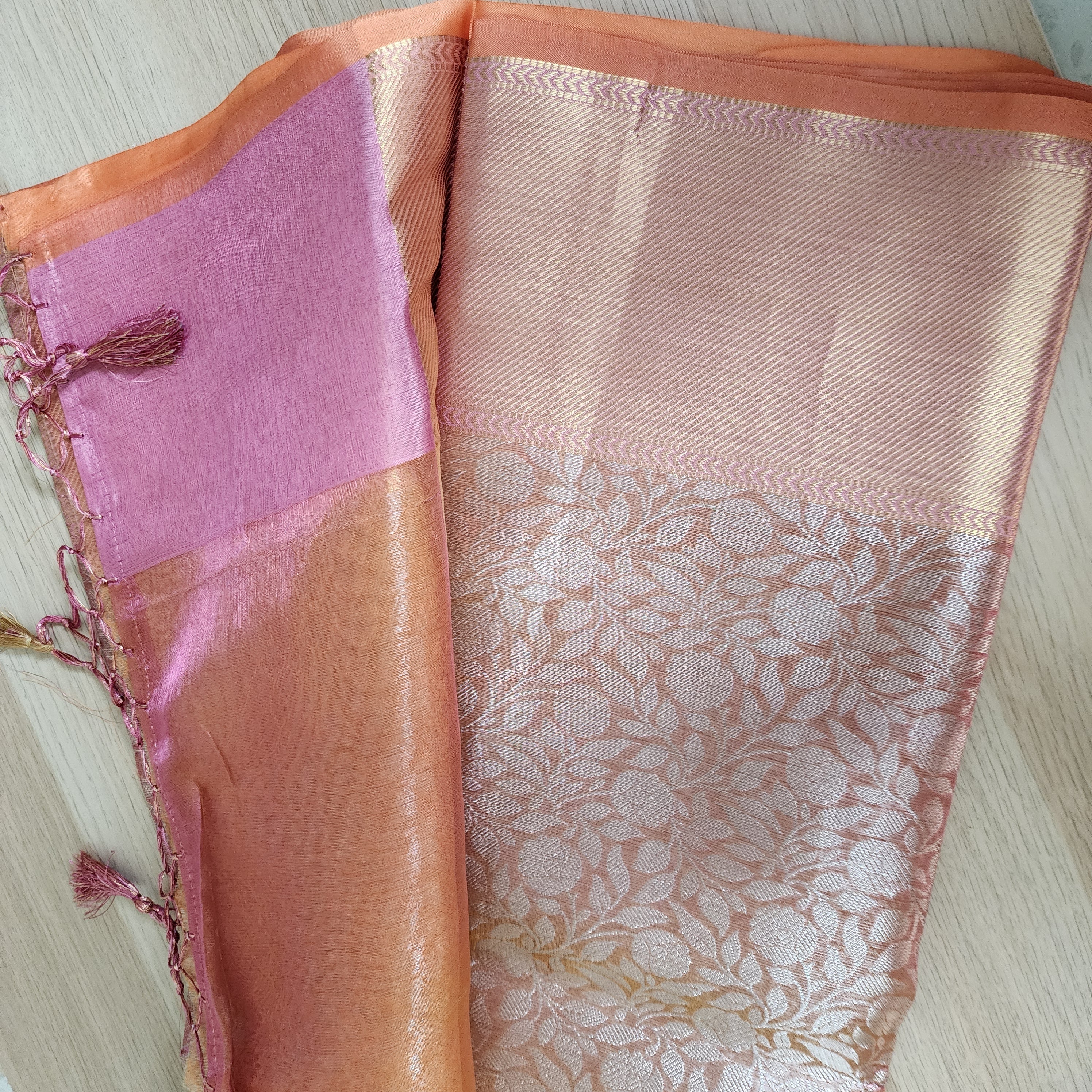 Kanjivaram style tissue Saree |Soft Dual pastel shade