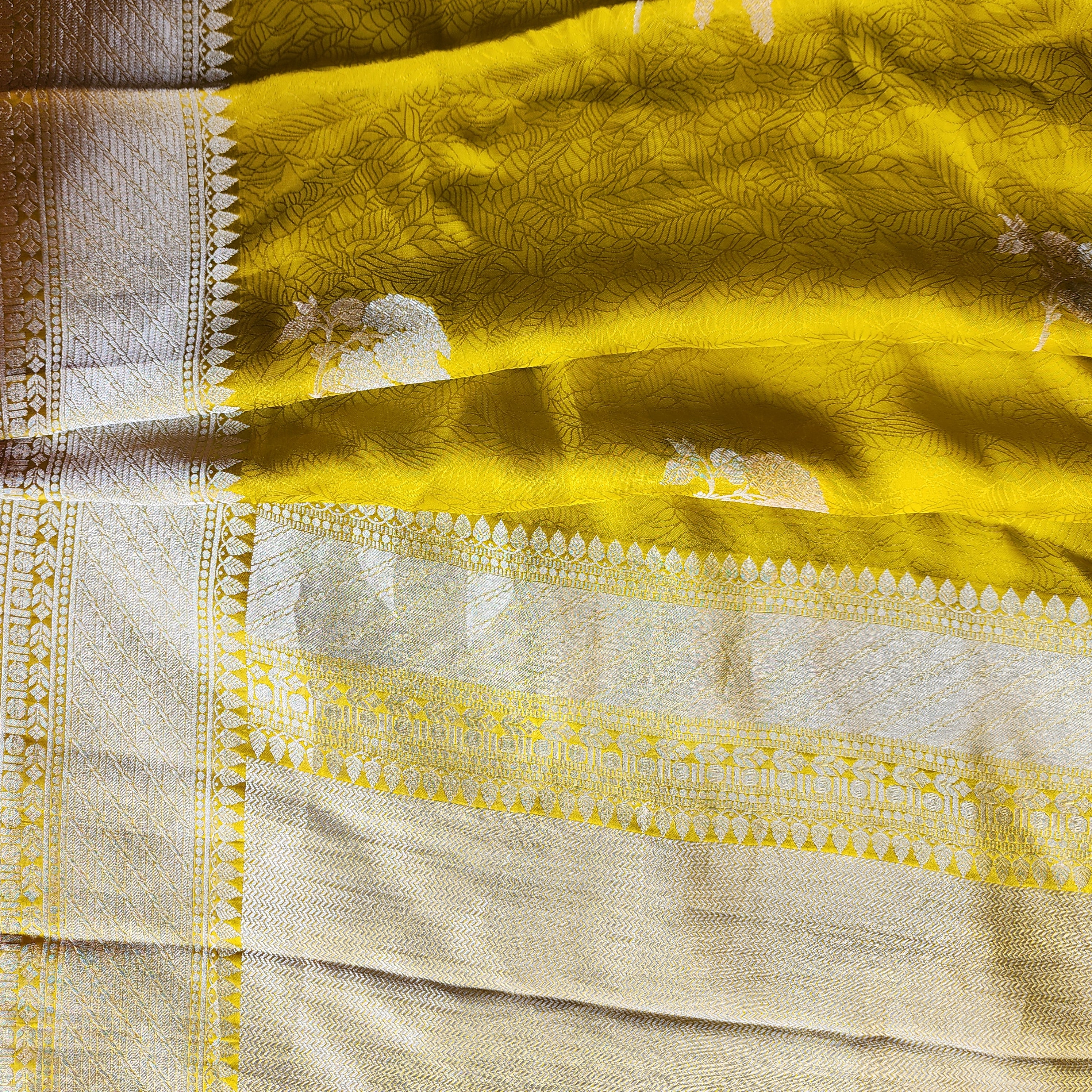 Mustard Yellow Mashru Katan Silk Saree