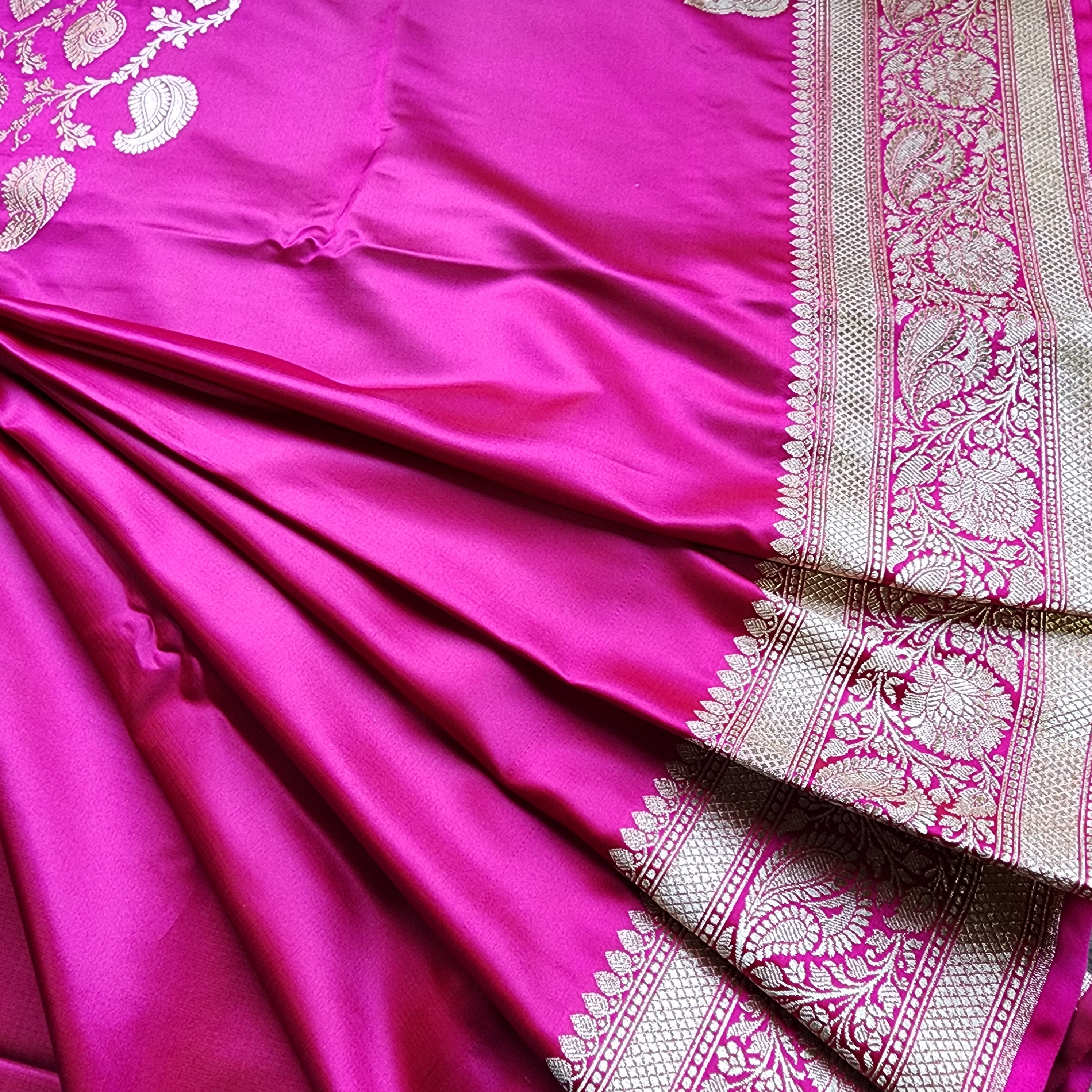 Dhoop Chhaon Magenta Banarasi Katan Silk Saree