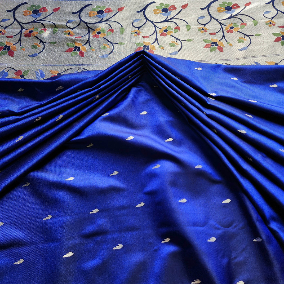 Raahi - Royal Blue Paithani Silk Saree with Stitched Blouse