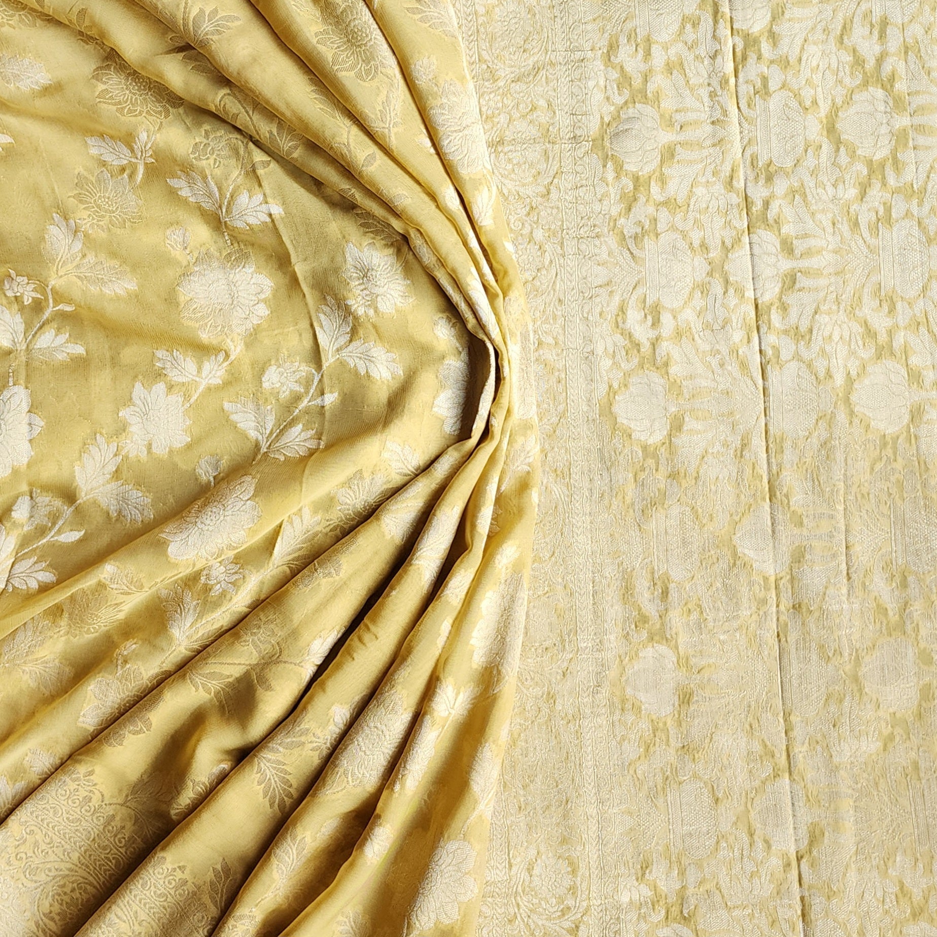 Khaddi Georgette Pure Banarasi Saree in Shade of Yellow