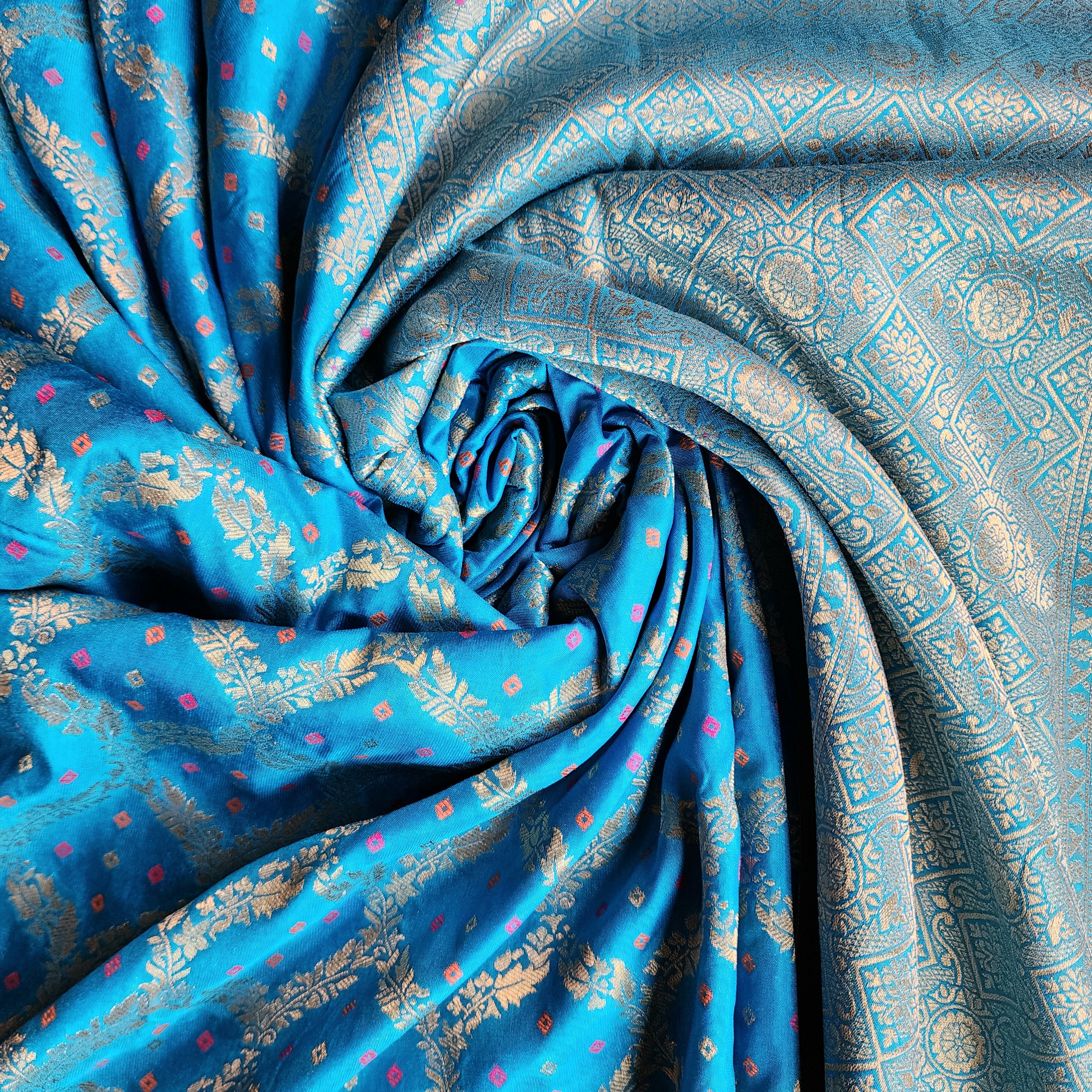 Sky Blue Bandhani Dupatta with Traditional Jaal