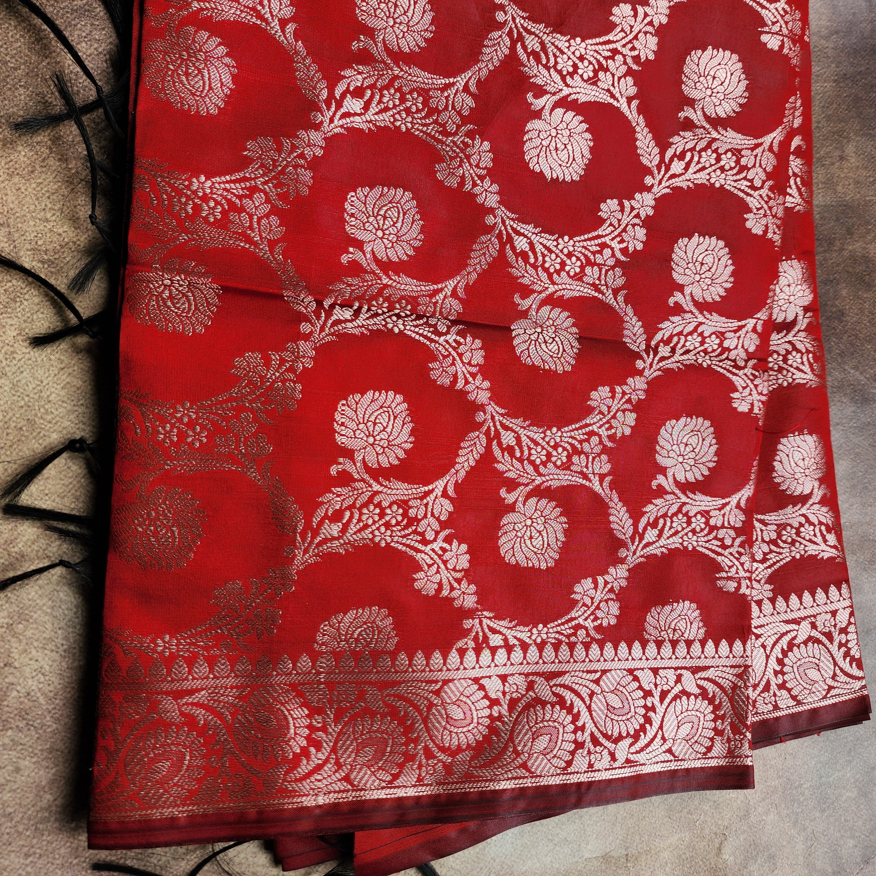 Classic Red Semi Silk Zari Dupatta