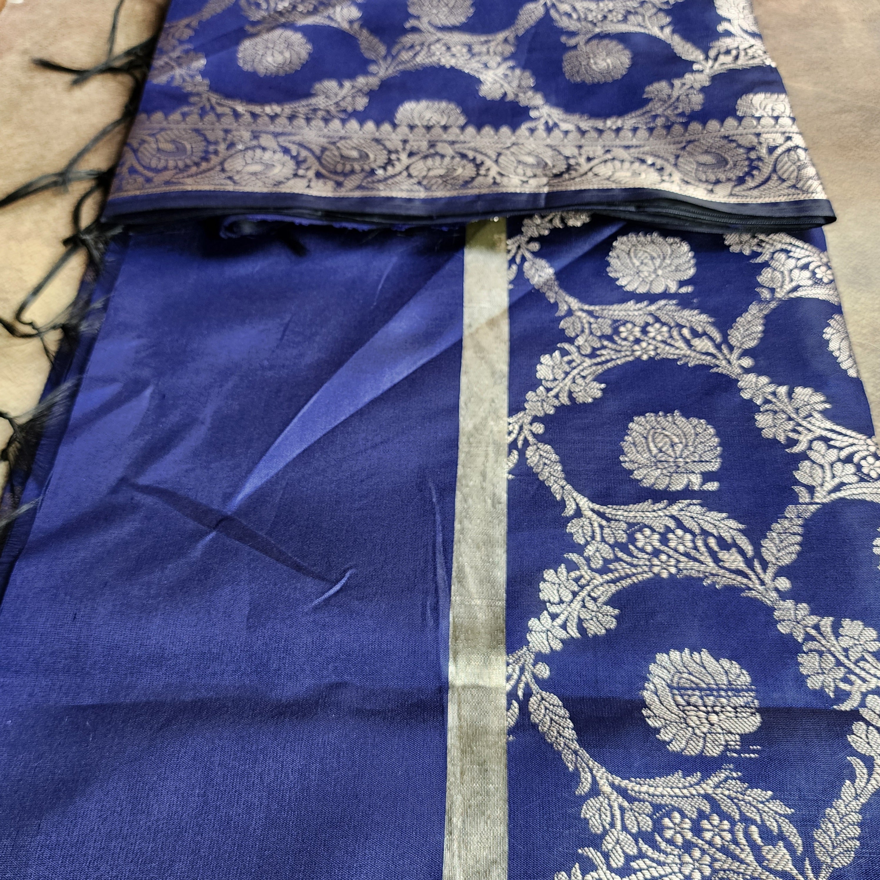 Royal Blue Semi Silk Zari Dupatta
