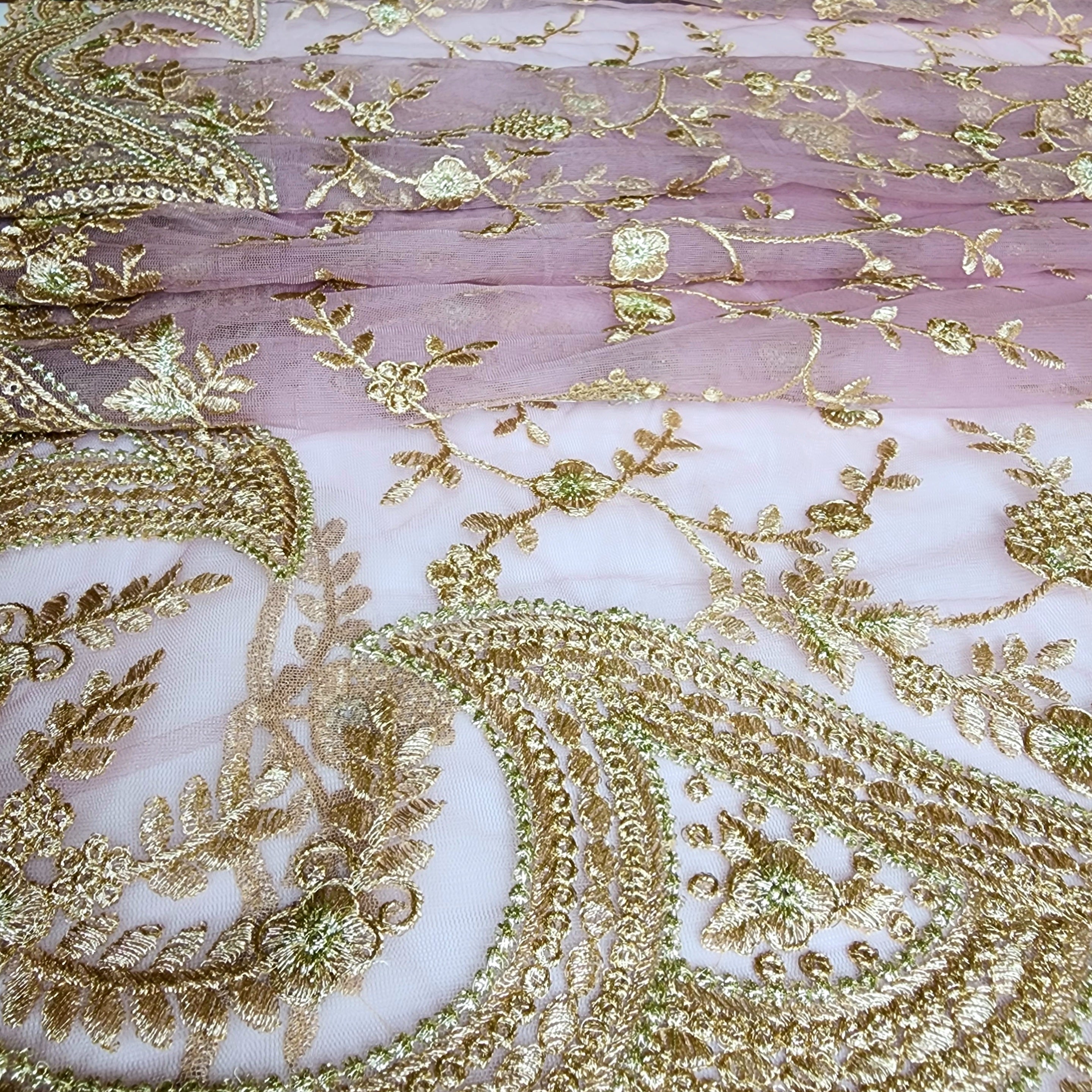 Pink Zardozi Embroidered Embellished Designer Net Saree