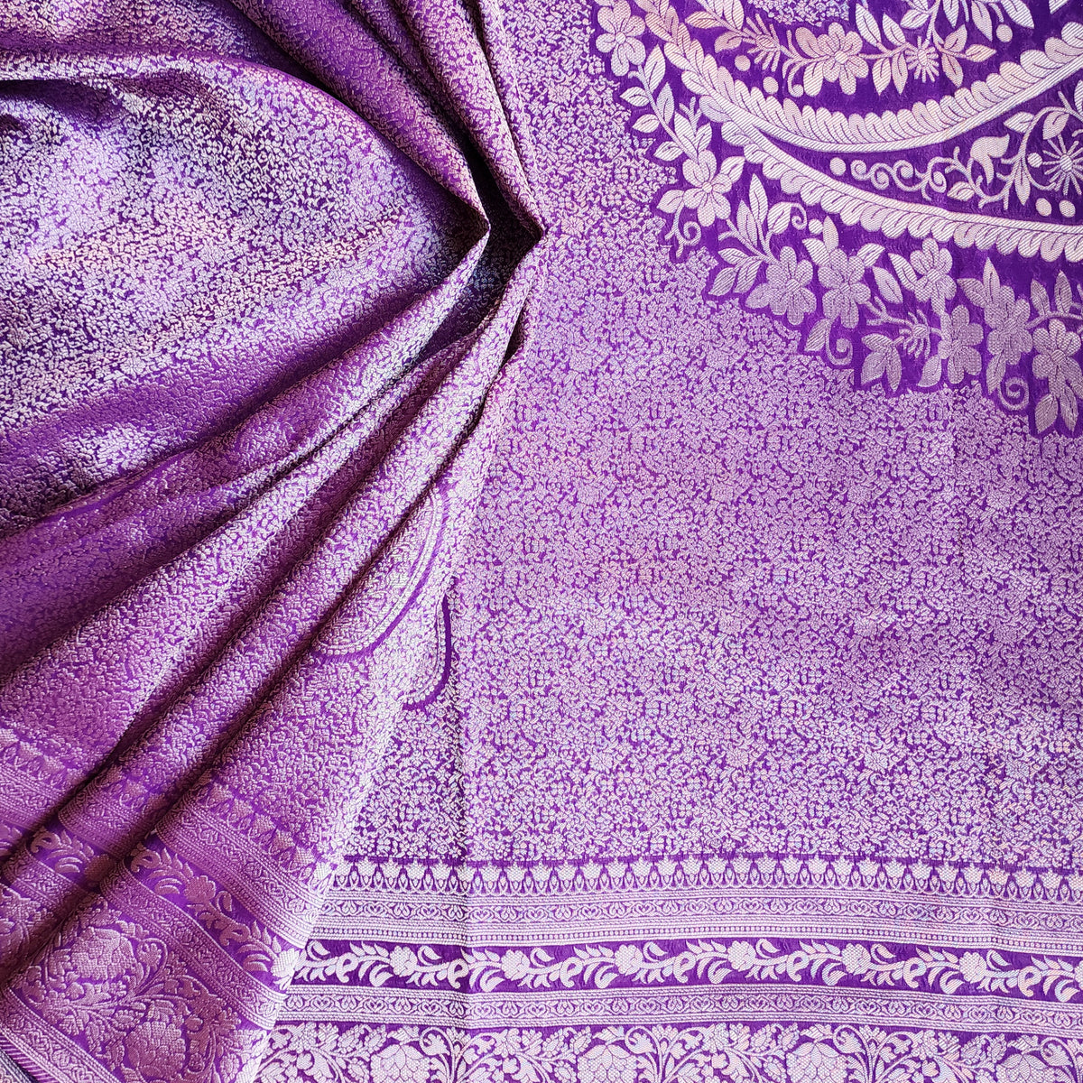 Dark Purple Katan Tanchoi Saree