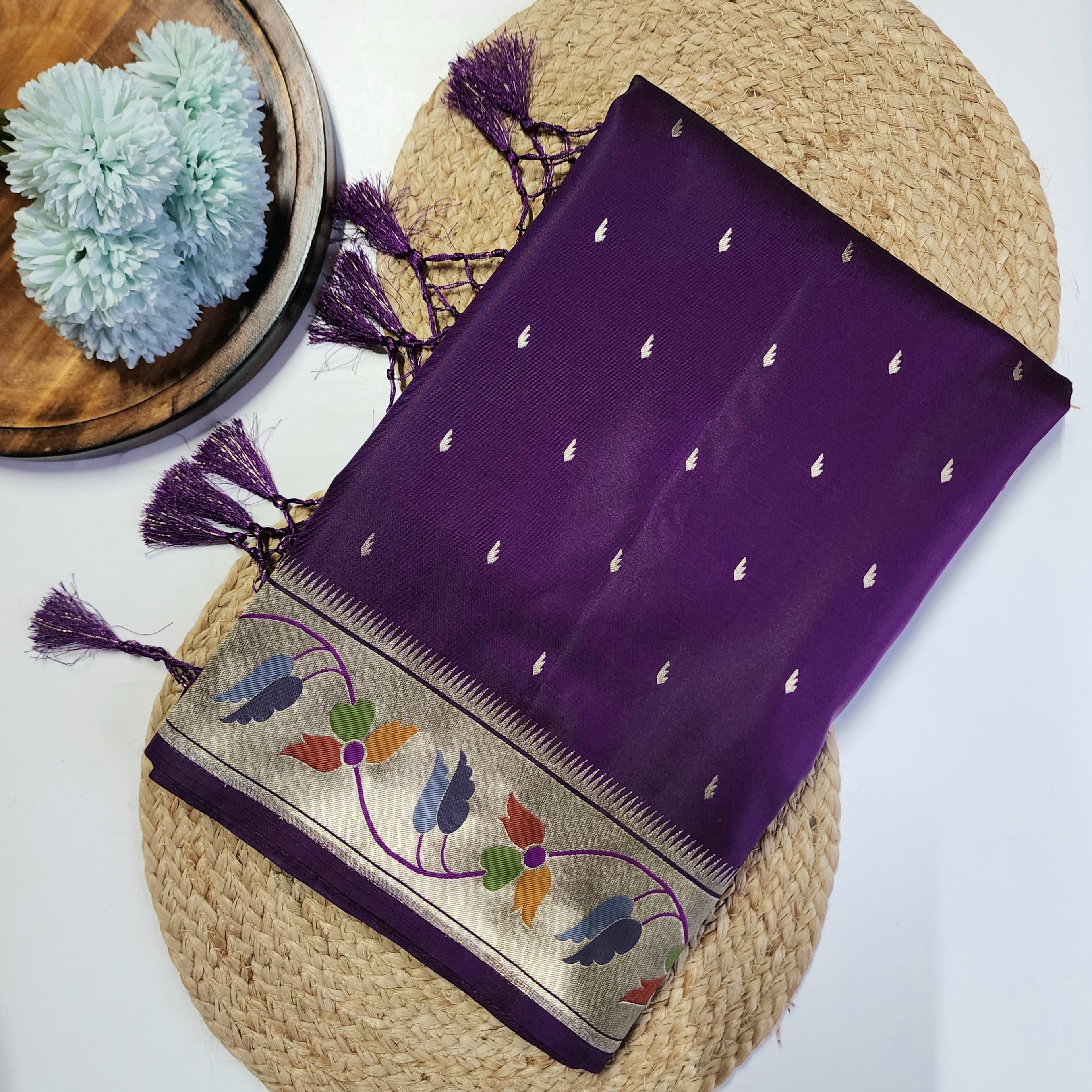 Raahi - Violet Paithani Silk Saree with Stitched Blouse