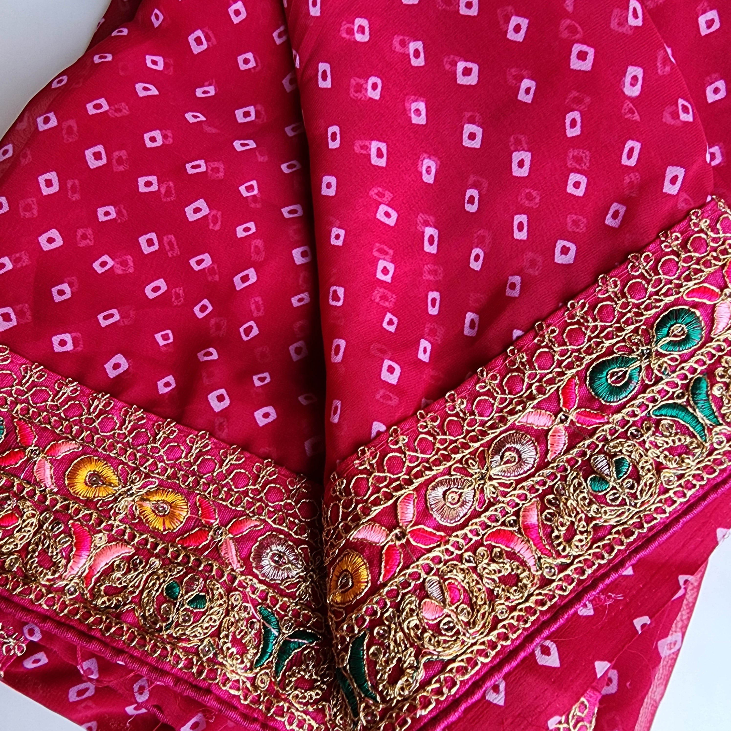 Embroidered Bandhani Designer Saree in Pink