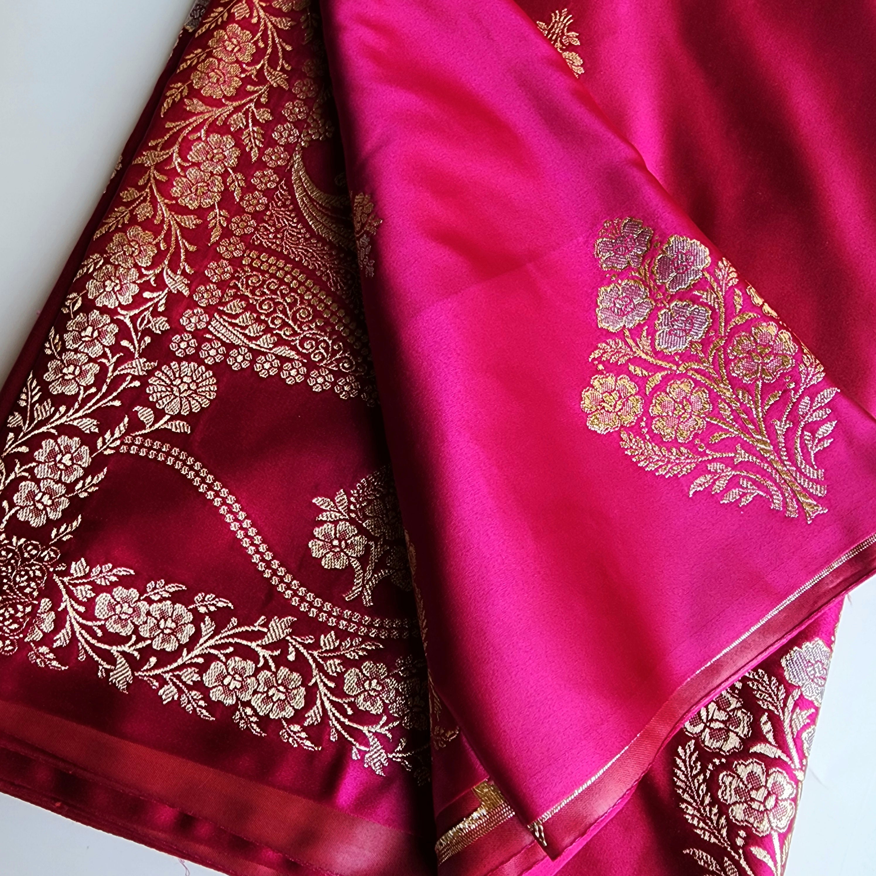 Dual-Tone Pink Pure Banarasi Katan Silk Saree