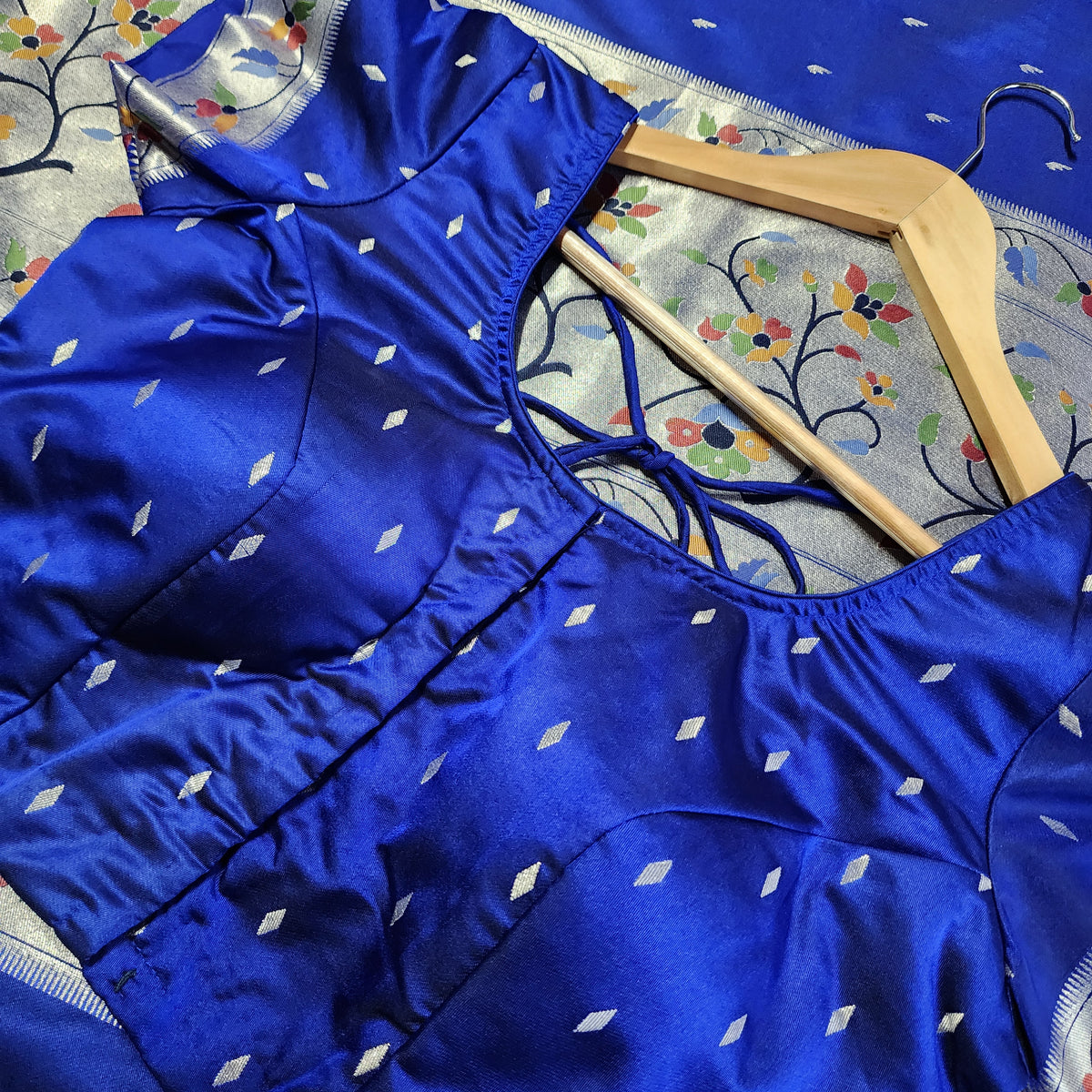 Raahi - Royal Blue Paithani Silk Saree with Stitched Blouse