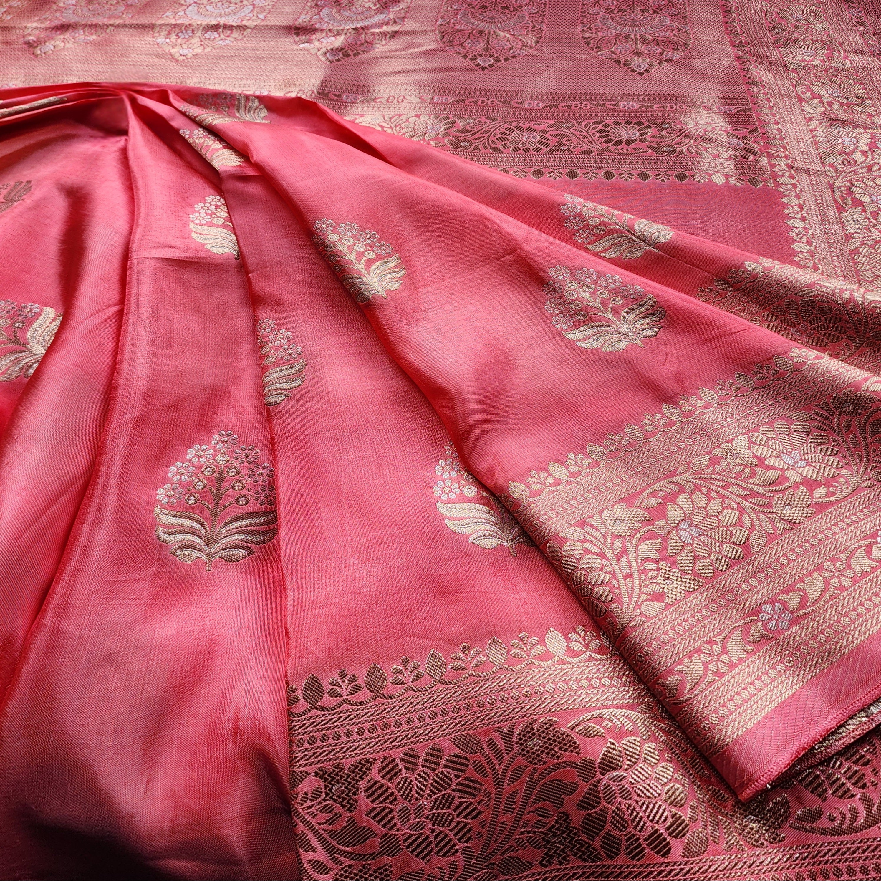 Blush Pink Mashru Katan Silk Saree