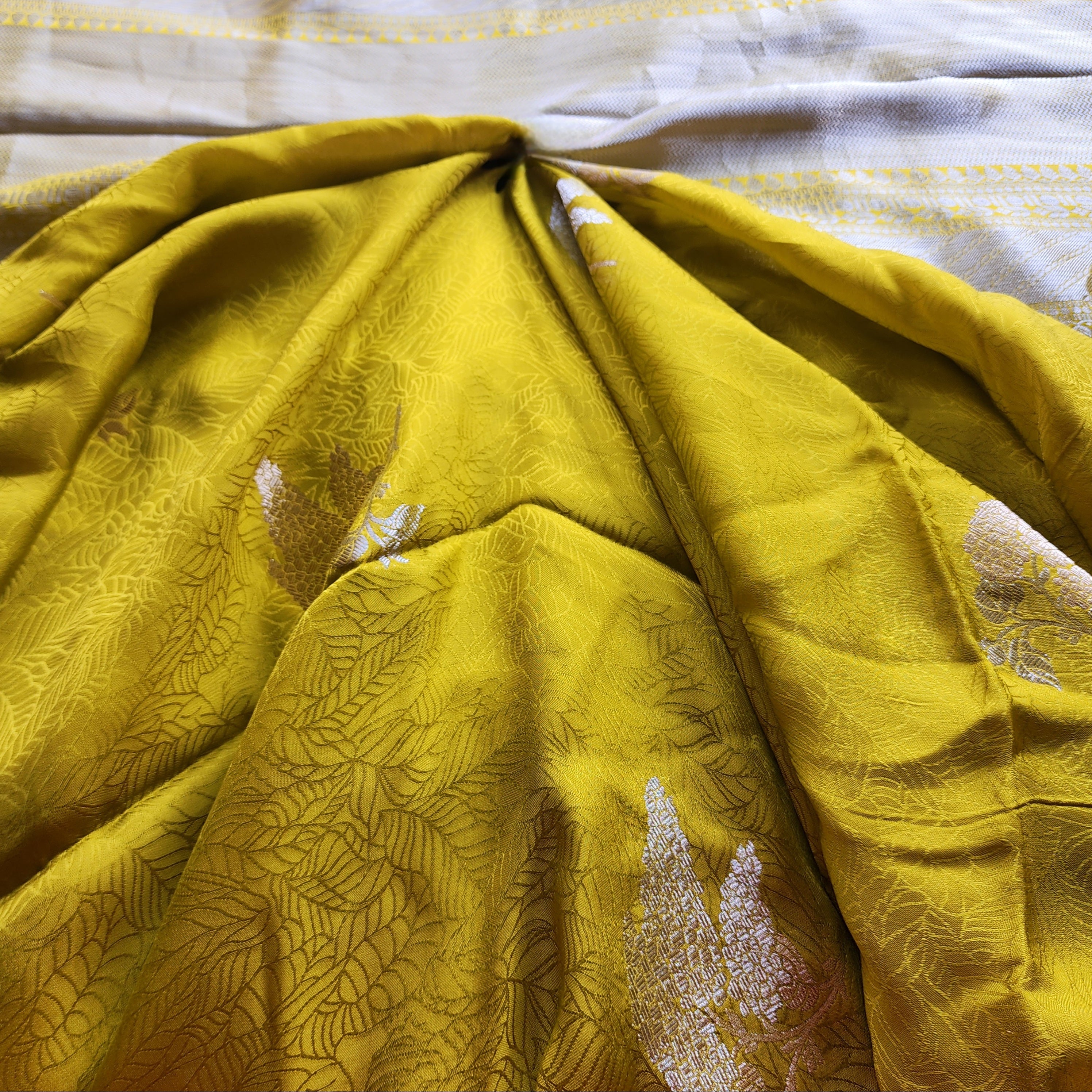 Mustard Yellow Mashru Katan Silk Saree