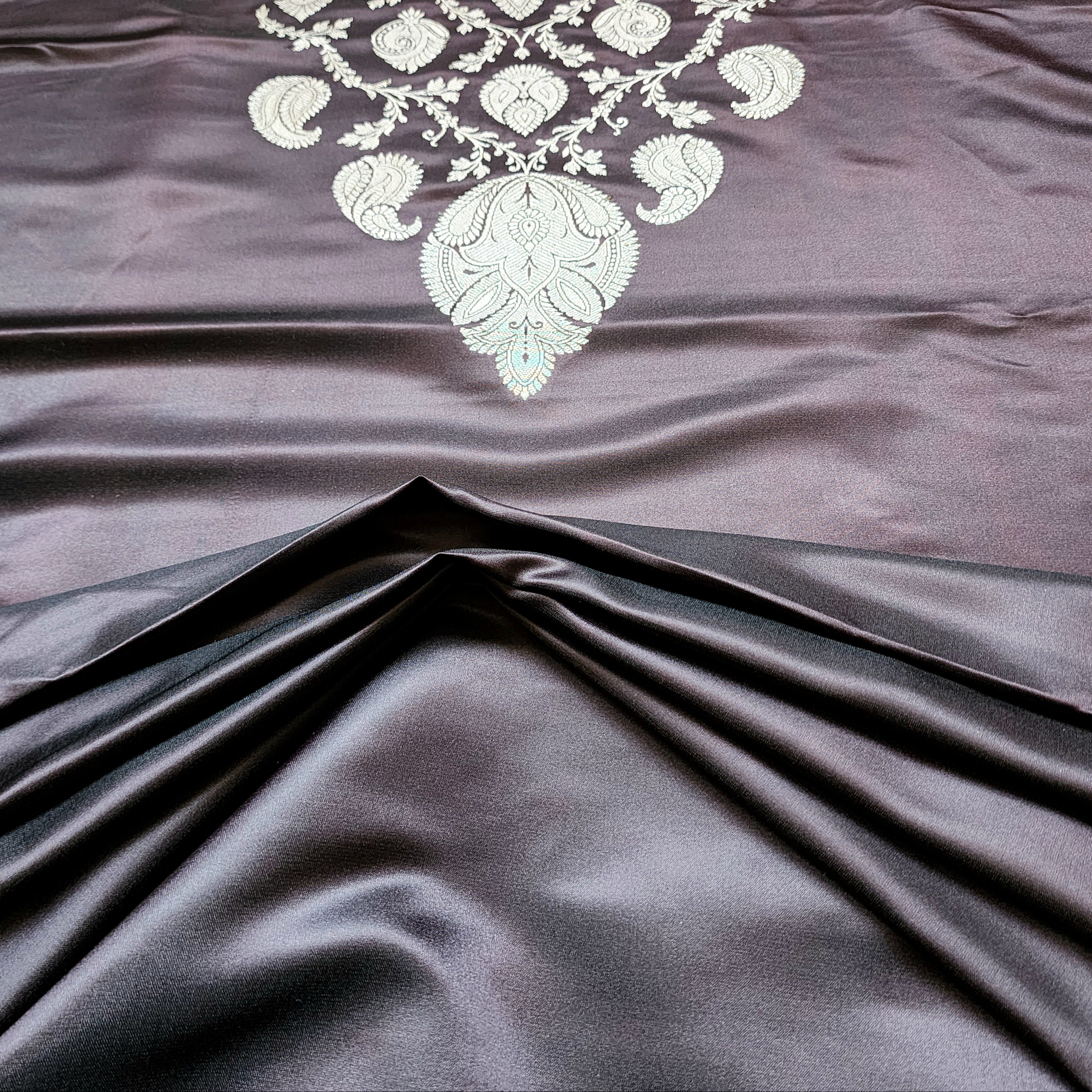 Mulberry Wine Pure Banarasi Katan Silk Saree with light Gold Zari Weaving
