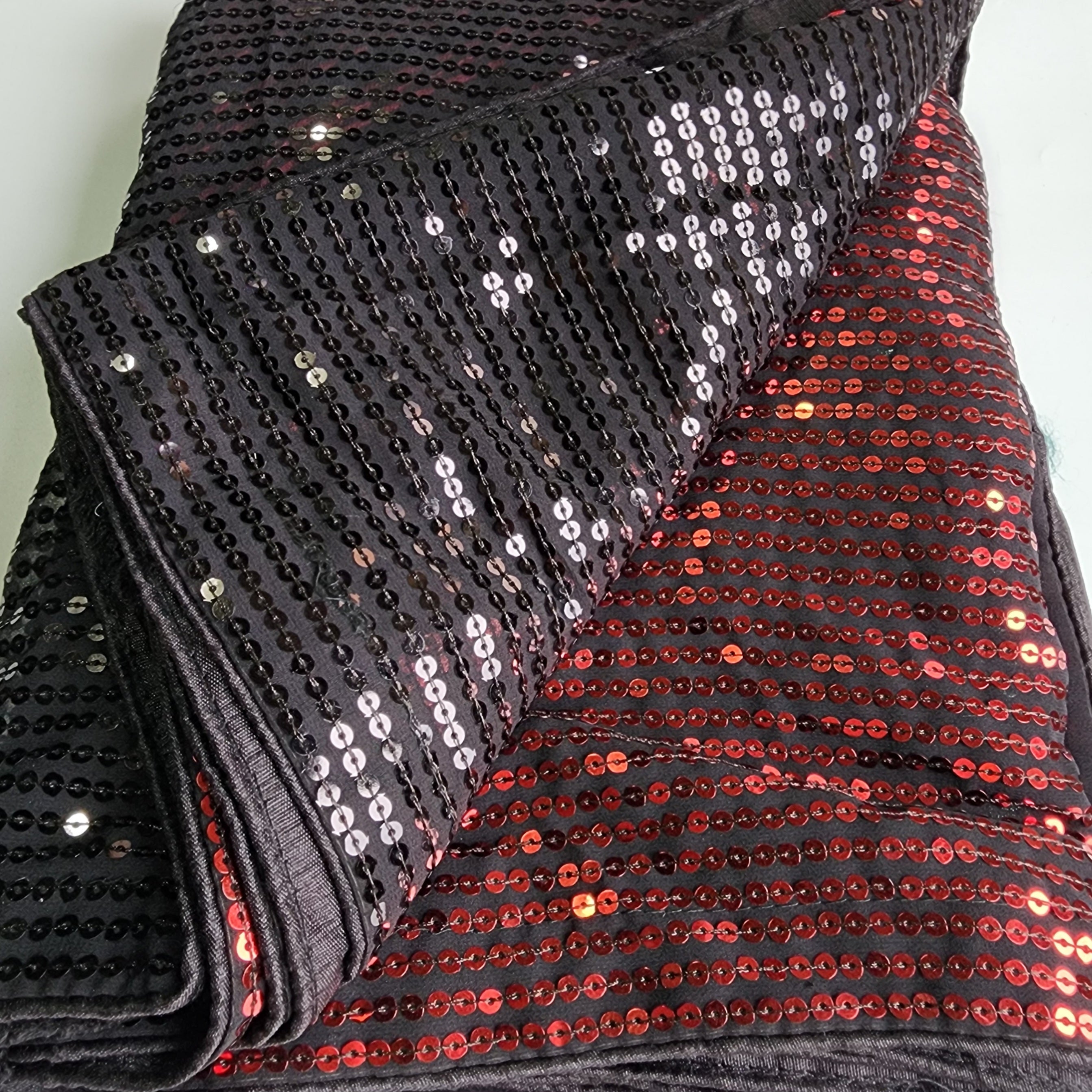 Georgette Designer Sequinned Saree - Black and Red Shade