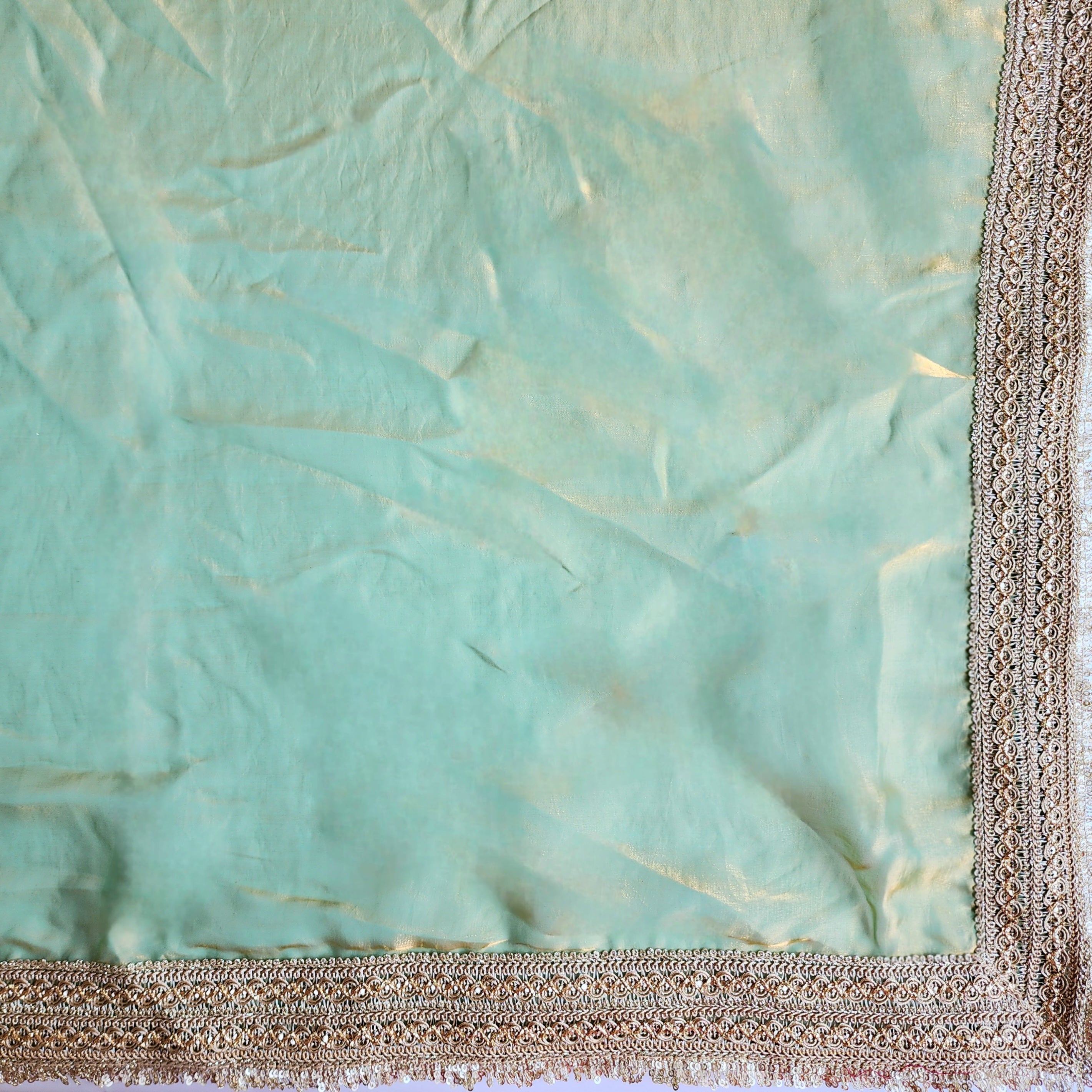 Pastel Green Designer Chiffon Silk Saree