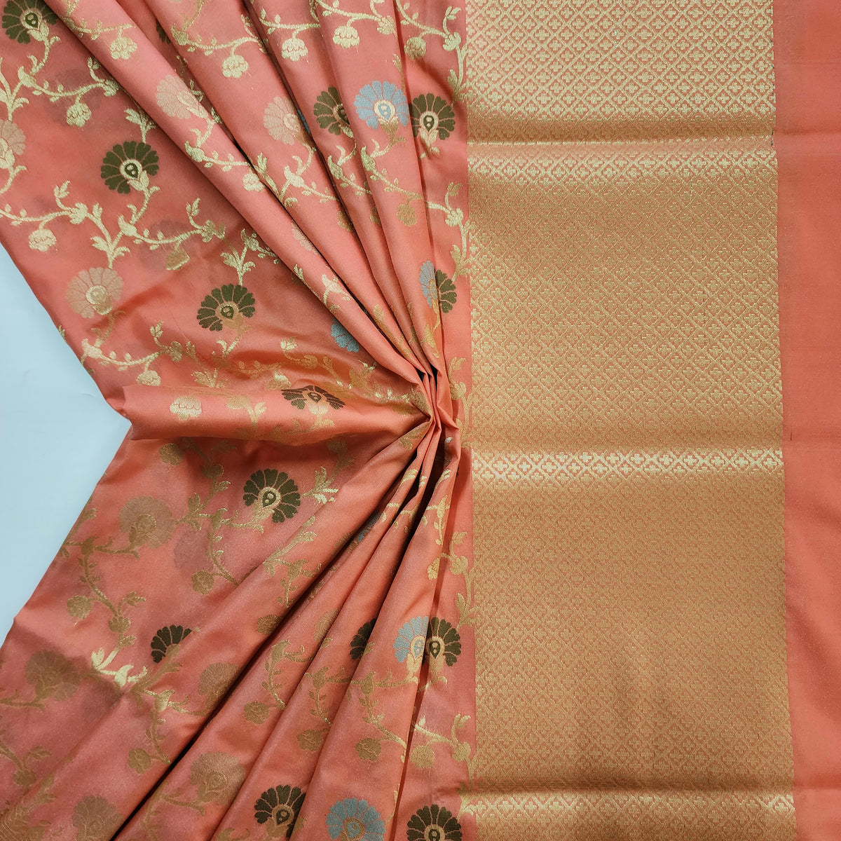 Banarasi Silk Floral Jaal Dupatta - Peach