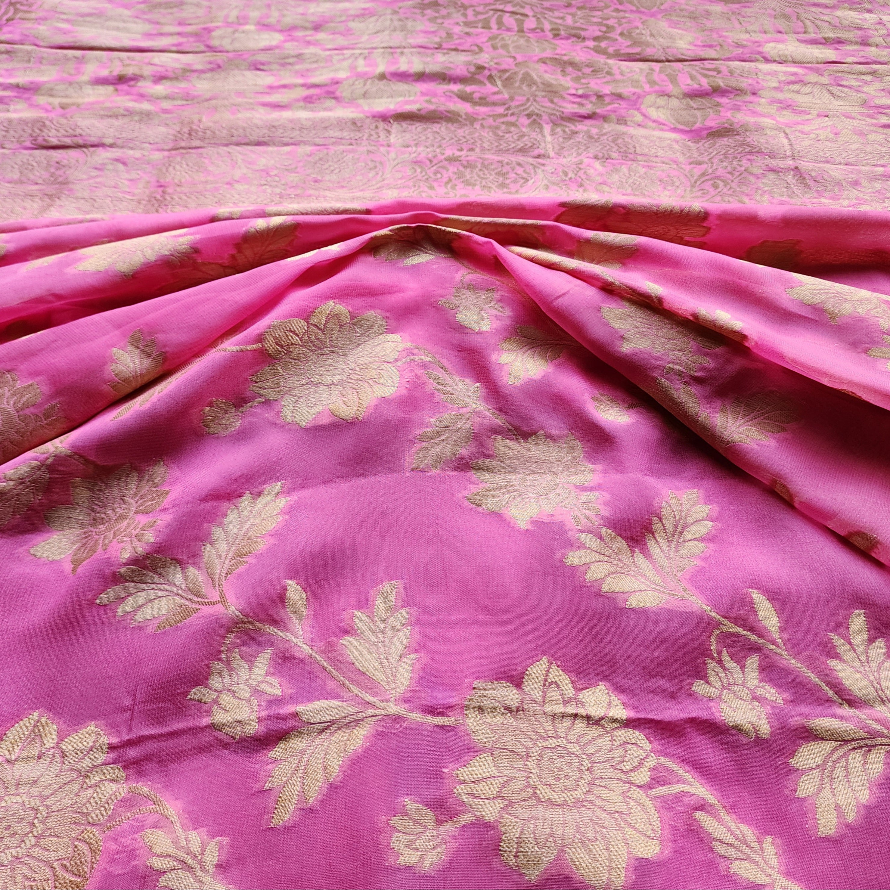 Khaddi Georgette Pure Banarasi Saree in Magenta