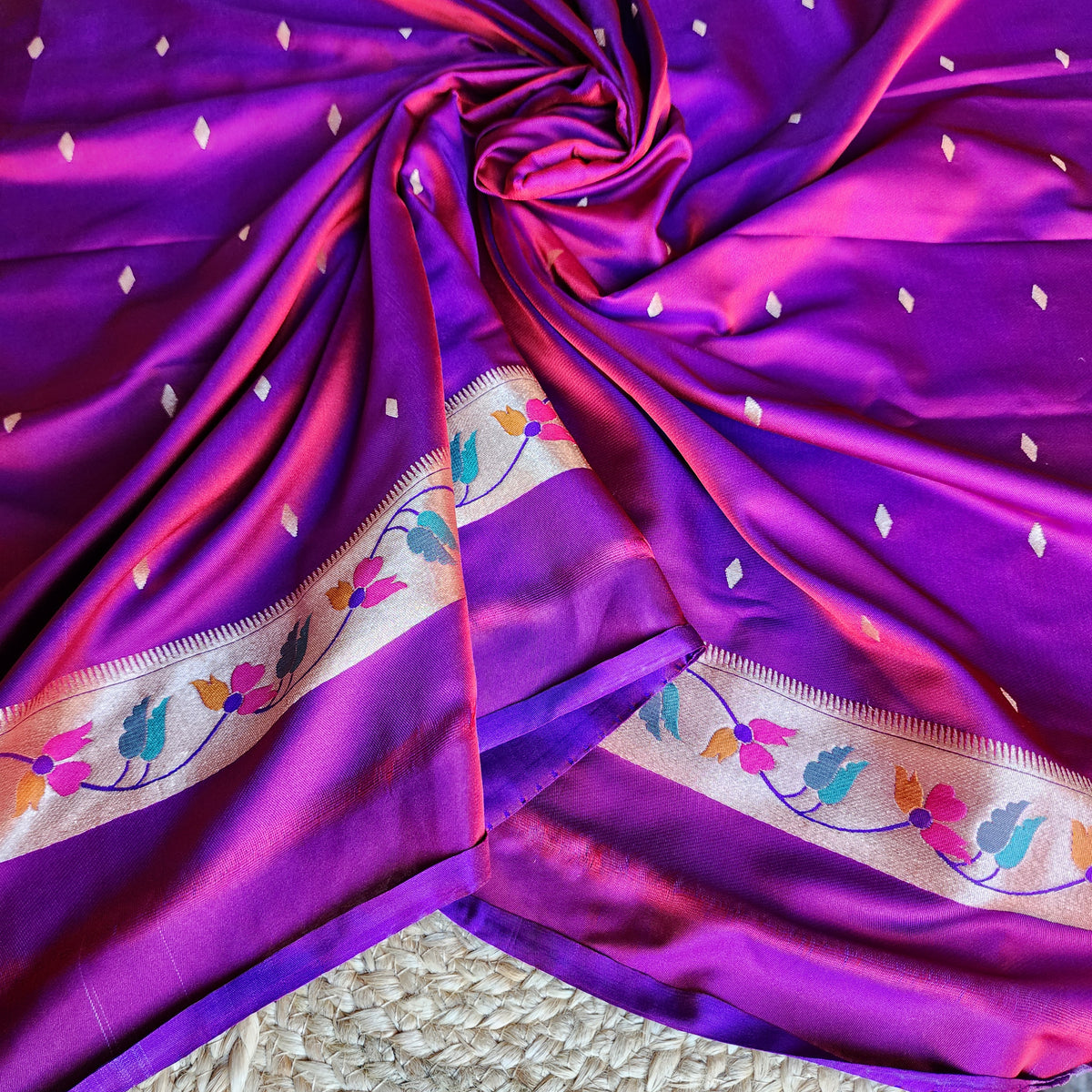 Raahi - Magenta Paithani Silk Saree with Stitched Blouse