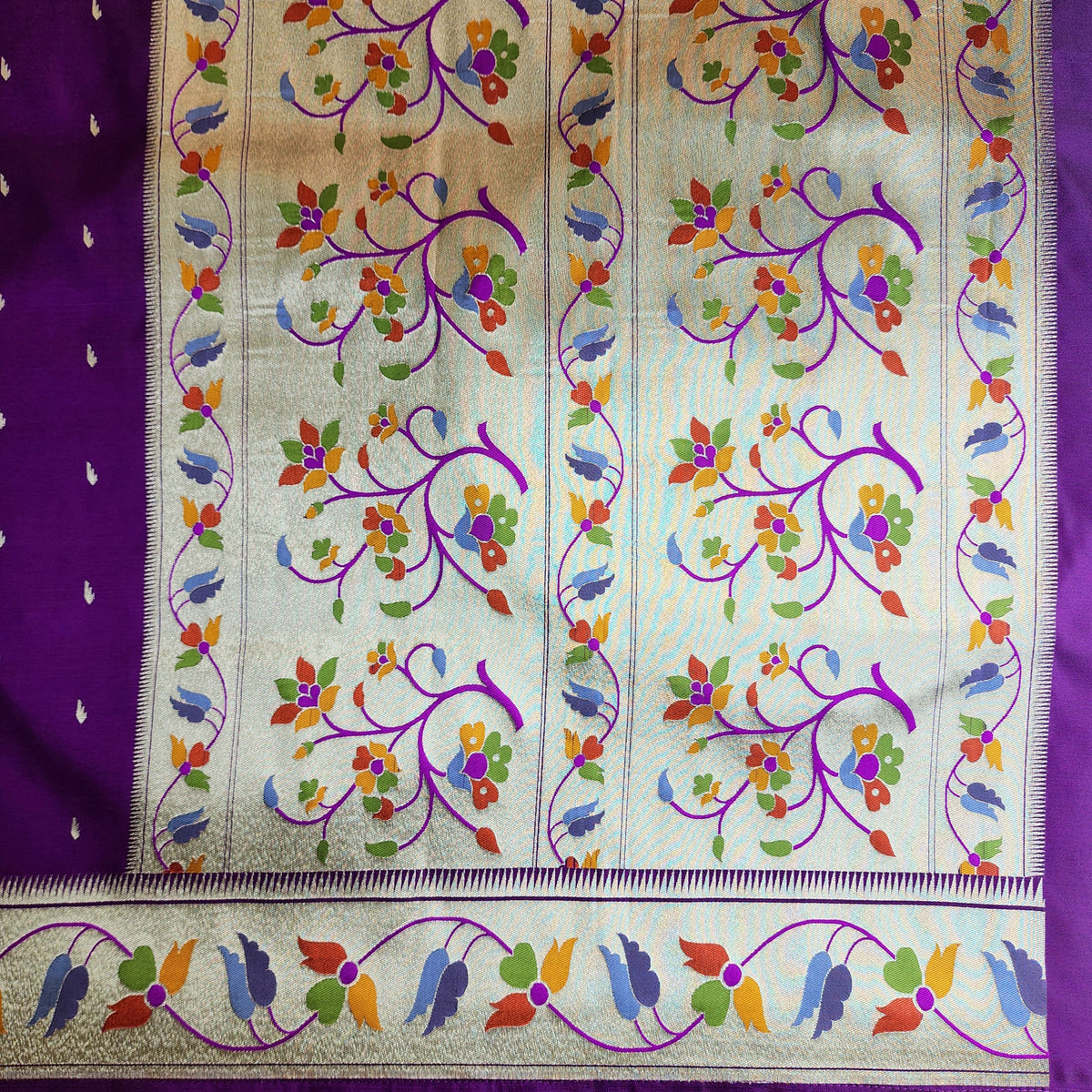 Raahi - Violet Paithani Silk Saree with Stitched Blouse