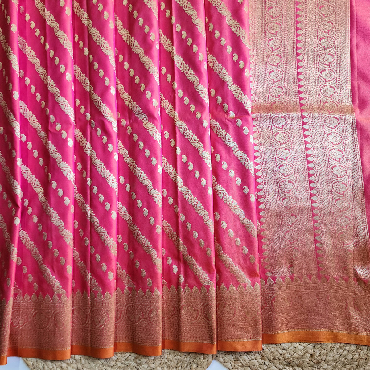 Peach Orange - Banarasi Leheriya Style Dupatta
