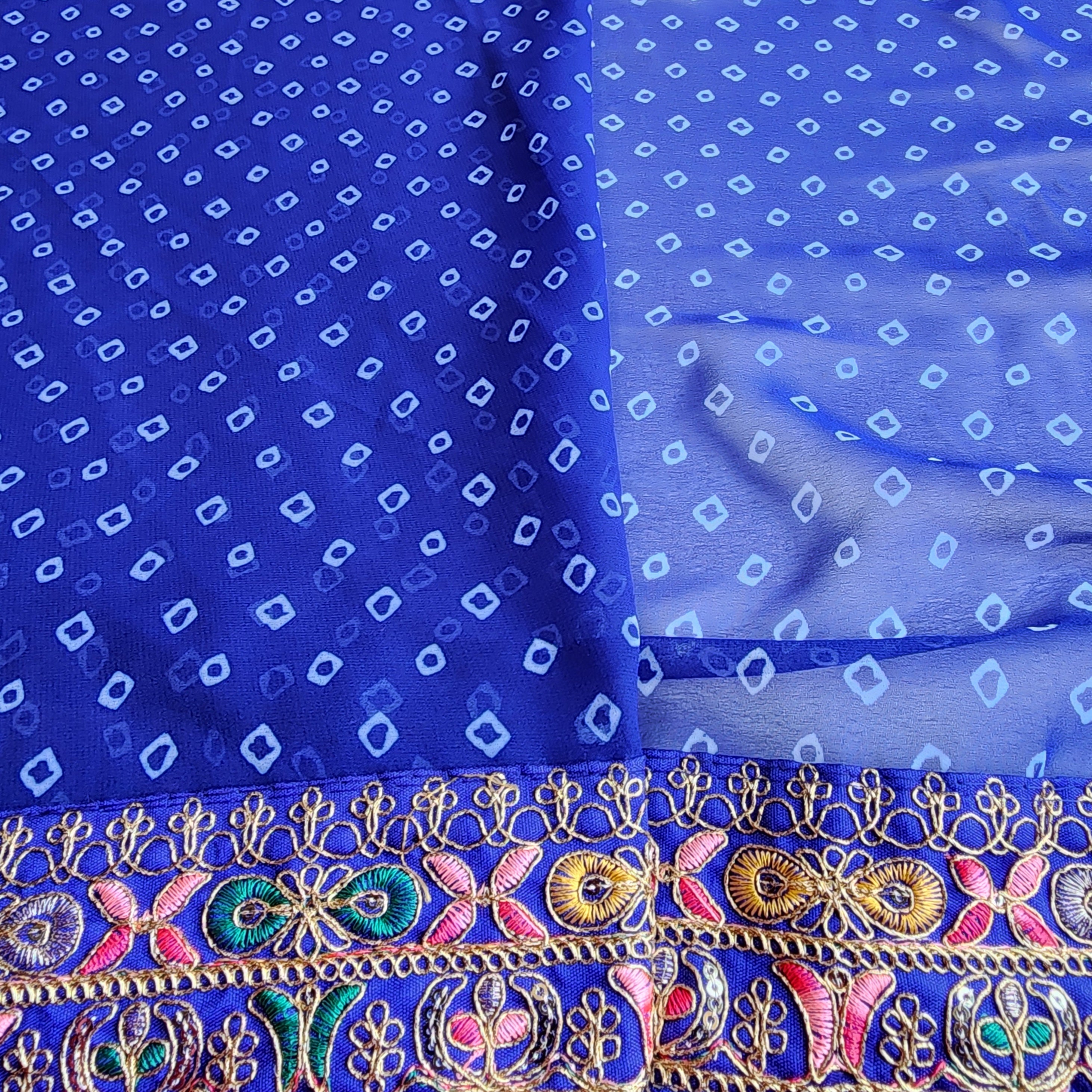 Embroidered Bandhani Designer Saree in Blue