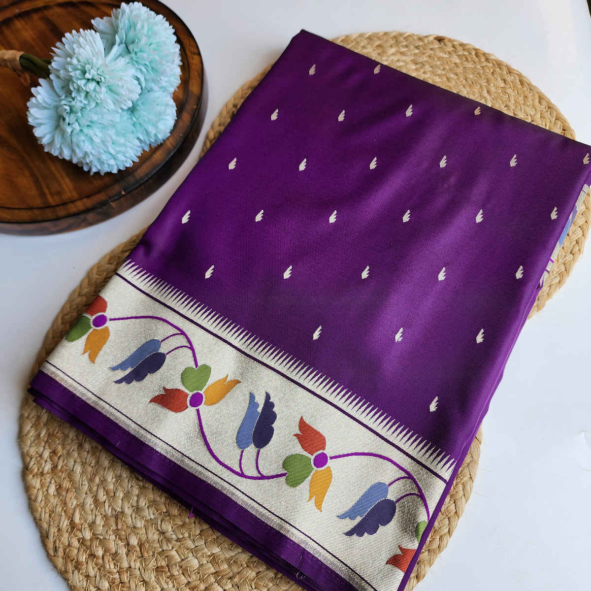 Raahi - Violet Paithani Silk Saree with Stitched Blouse